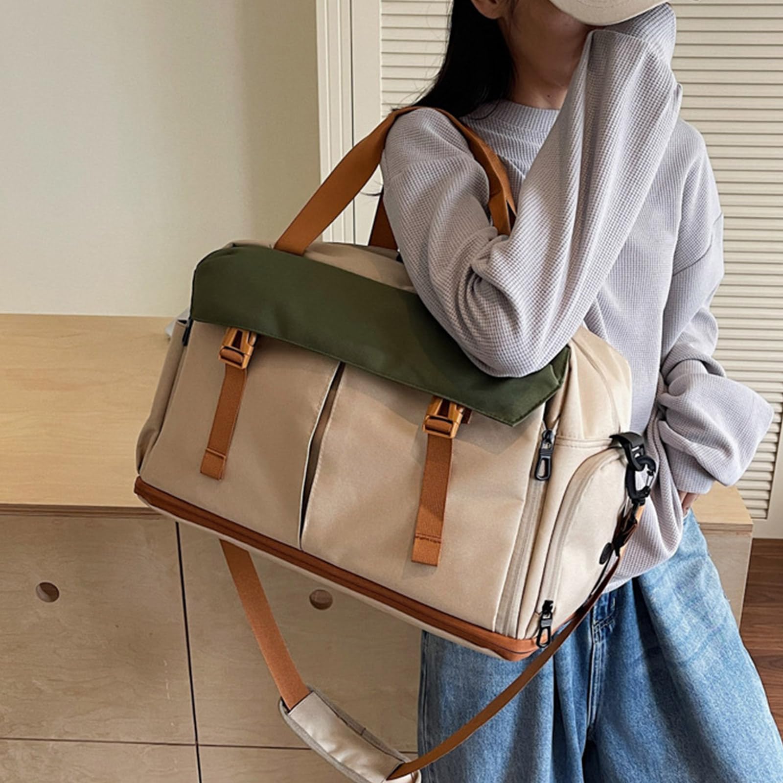 Borsa da trasporto multiuso resistente all ' acqua con manico rinforzato Borse a tracolla a tracolla per viaggi sportivi Borsa da viaggio con scomparto impermeabile per uso quotidiano