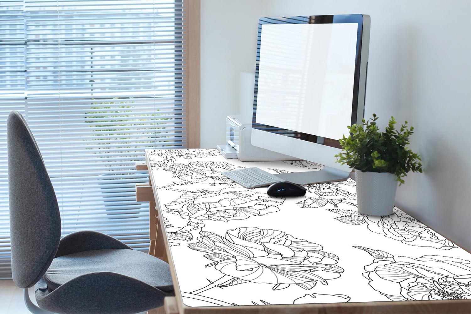 Sottomano da Scrivania 120x60 cm Superficie Protettiva Impermeabile per Ufficio e Casa Antiscivolo Protezione e Decorazione in Vinile PVC Facile da Pulire - Rose disegnate