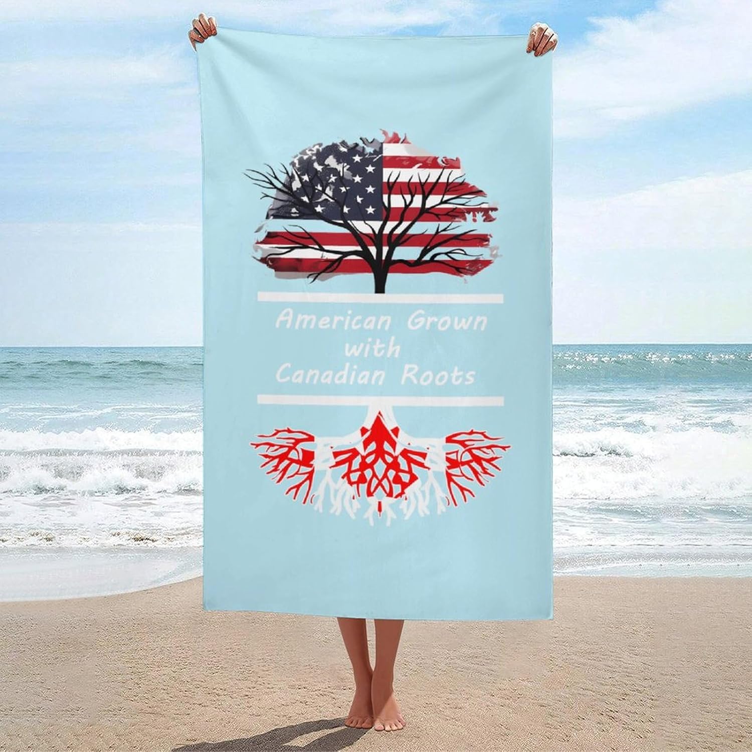 America Grown with Canadian Roots Bath Towel Beach Towels Quick Dry Oversized Bath Blanket Highly Absorbent Towel for Women Men 160x80cm