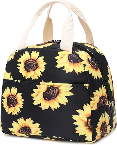 Bolsa de almuerzo con aislamiento de girasol para mujeres, lonchera reutilizable para el trabajo, escuela, picnic, viajes