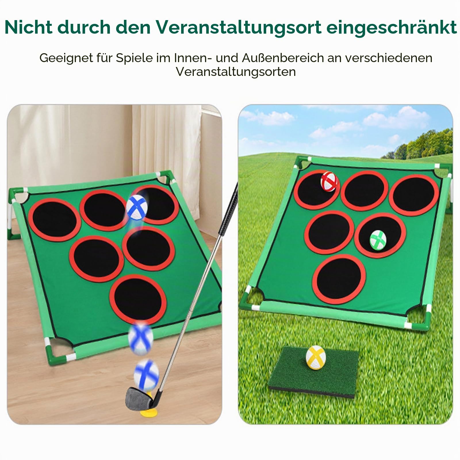 Mini Golf Set für Zuhause, Klebriges Golf Chipping & Wurfspiel mit Übungsmatte, 20 Bällen & Tragetasche für Indoor Outdoor