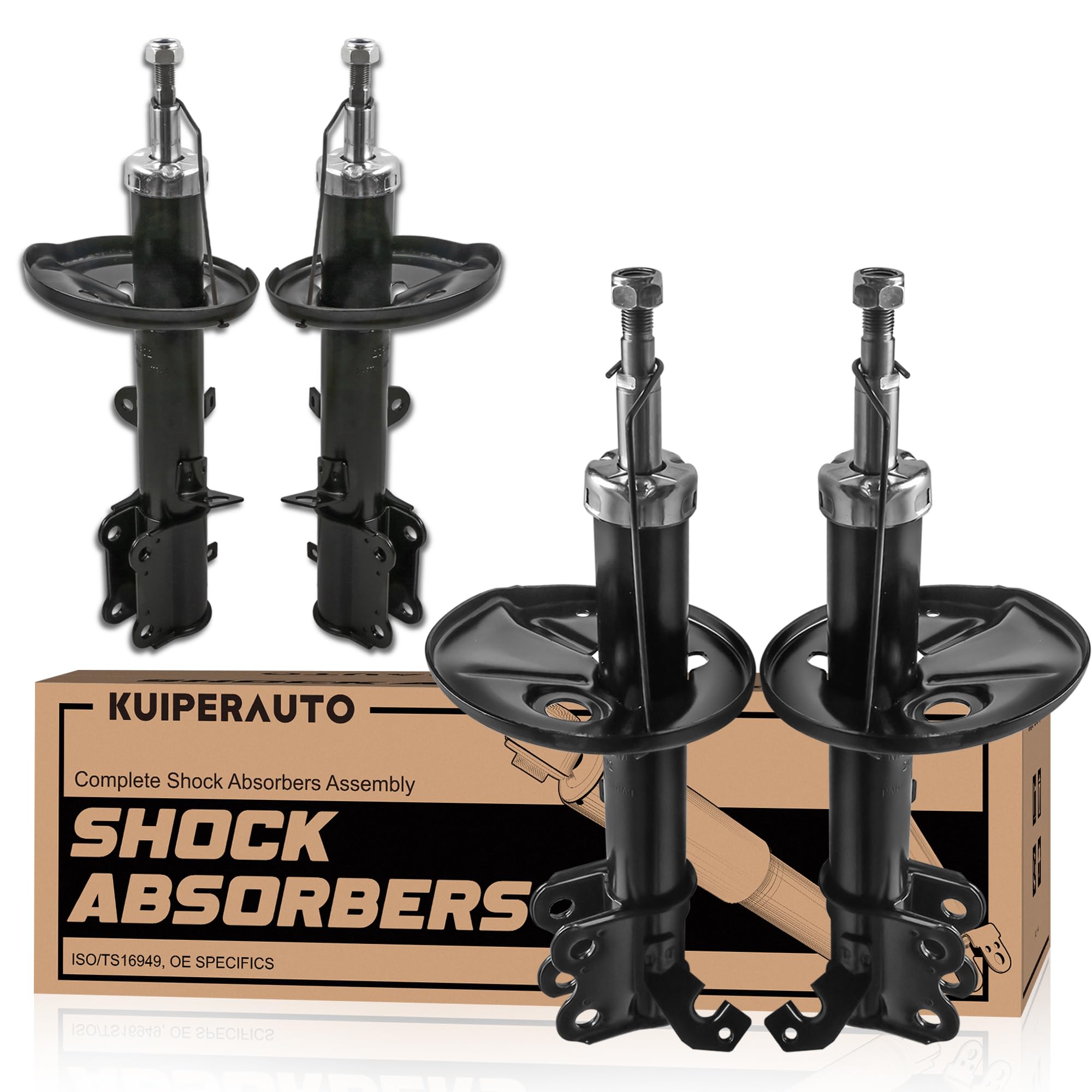 KUIPERAUTO Front and Rear Complete Strut Assemblies Shocks Absorbers 71951 71952 71953 71954 Compatible for 1993-2002 Toyota Corolla 1998-2002 Chevy Prizm（Set of 4）