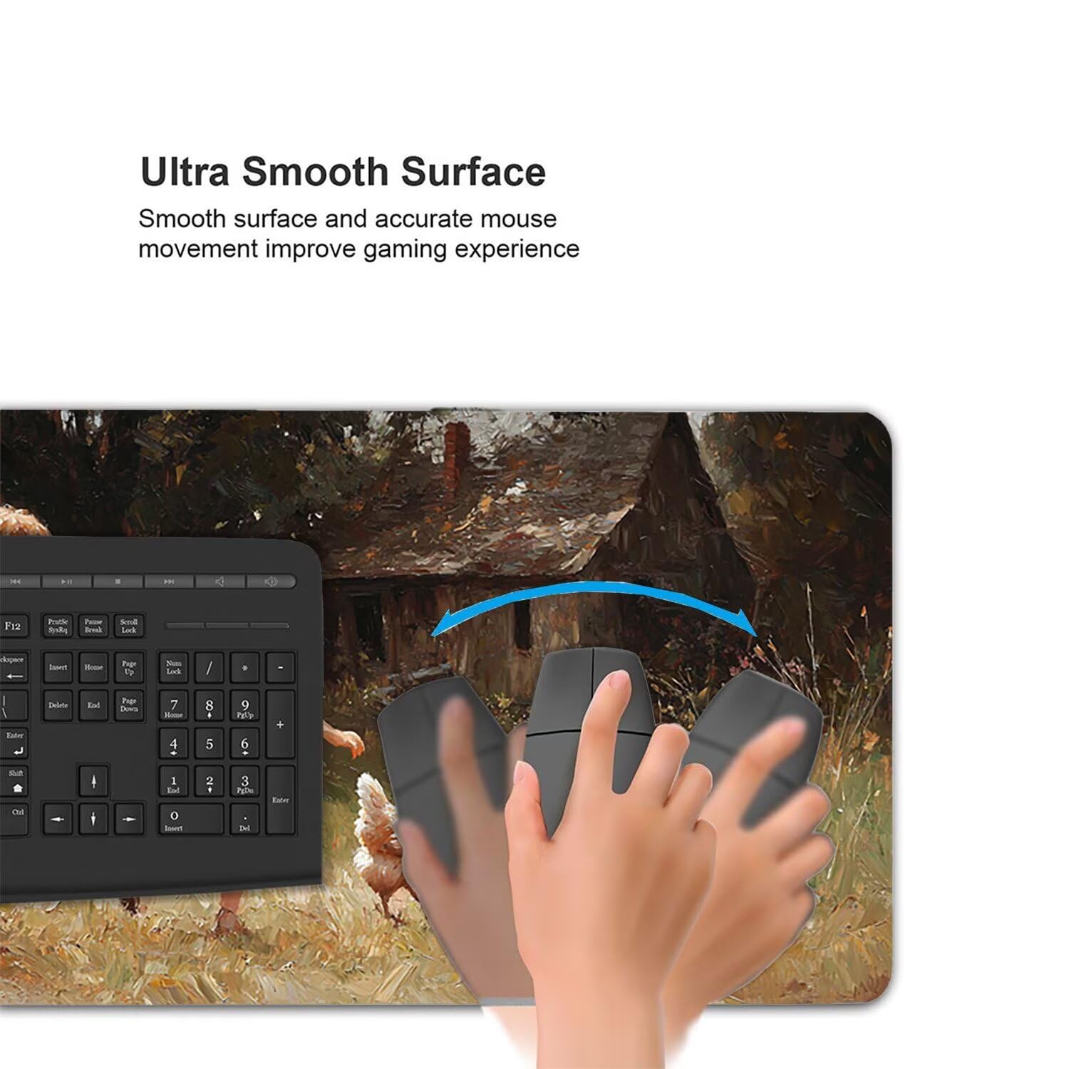 Tappetino per Mouse XXL 1200 x 600 mm Tappetino Mouse Gaming Grande, Mousepad con Base in Gomma Antiscivolo, Tappeto per Tavolo da Gaming per Mouse e Tastiera, Accessori PC (Ragazza fattoria) H-646