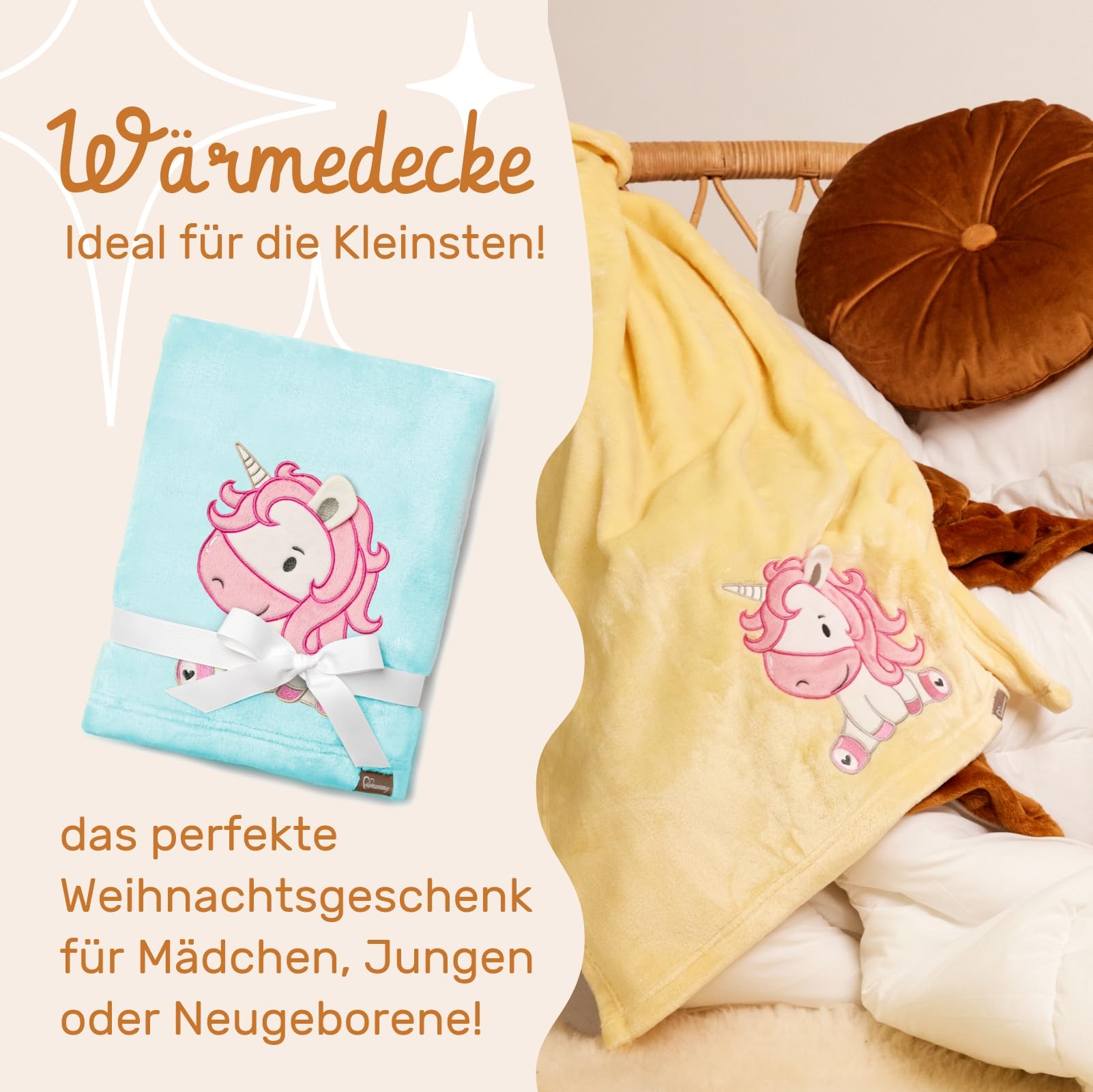 Be Mammy Warm Children Baby Cosy Blanket Baby Gift BE20-168 (Powder Blue - Unicorn) - Image 3
