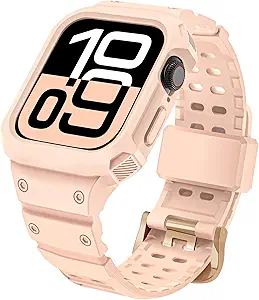 CRIS-BAND Bumper Bands Compatible with Apple Watch Band 45mm 44mm 42mm 41mm 40mm 38mm for Women Men, Water Shock-Proof Strap for iWatch Apple Watch Band with Case for Series 9 8 7 6 SE 5 4 3 2 1