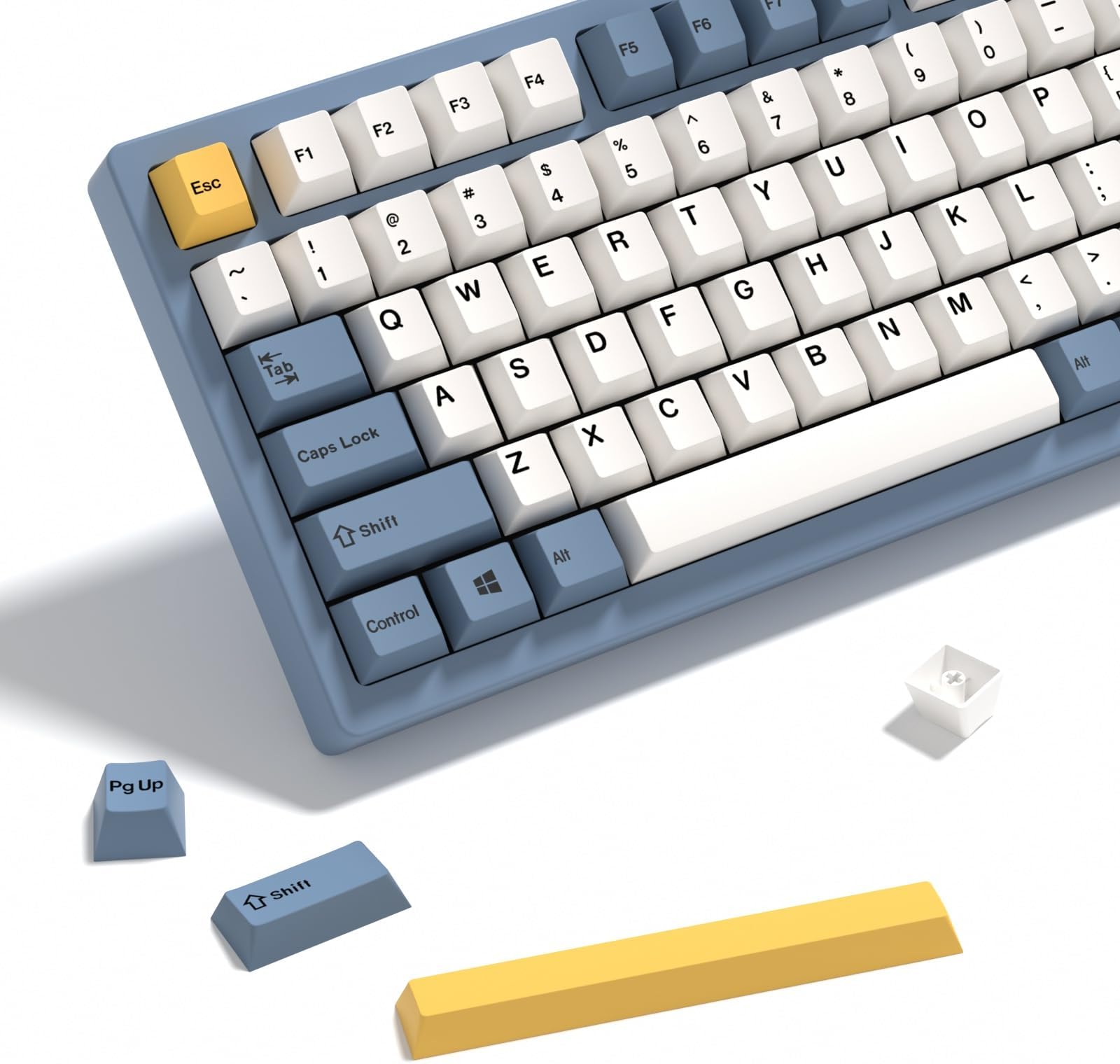 YMKPVR KBDiy Apricot Yellow Cherry Profile DYESUB Keycaps - USB-C - Ergonomic - 145 Pieces (3 Colors) - Cherry MX Compatible - PC, Gaming Console