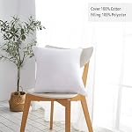 Oubonun 18 x 18 Oreiller Inserts (ensemble de 2) - Lancer des inserts d'oreiller avec 100% Couverture en coton - 18 Inserts d'oreiller canapé intérieur de pouce carré - Paire d'oreillers décoratifs - Oreiller de couleur blanche