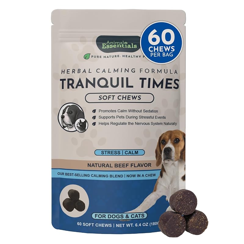 Suplemento herbal em petiscos mastigáveis para cães e gatos Animal Essentials, 60 unidades