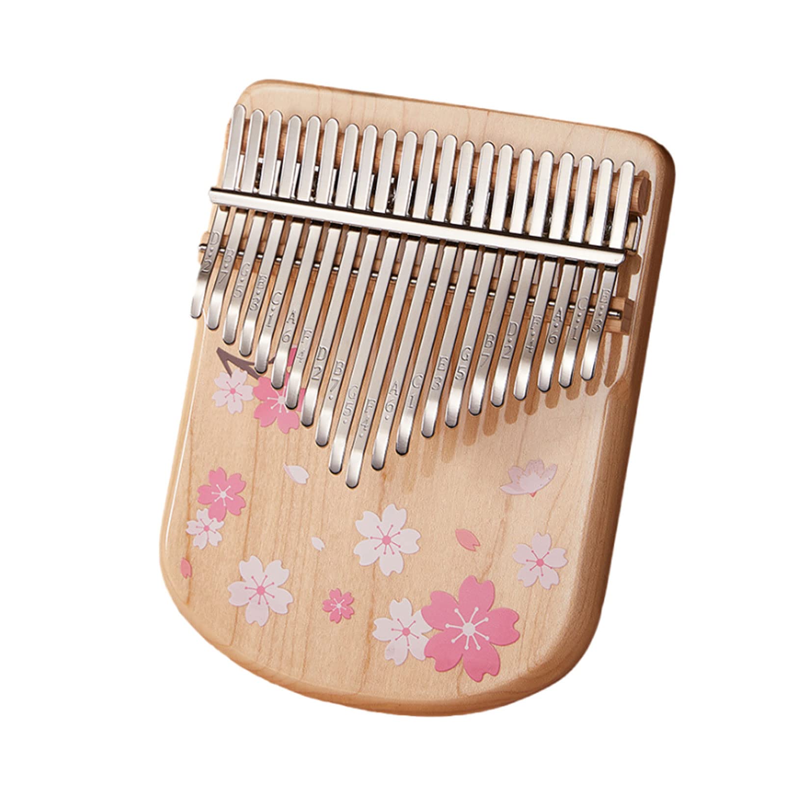 Exquisiter Klang Daumenklavier Mädchen und Jungen Fingerklavier Musikinstrument，21 Tasten，Bedruckt mit kleinen Blumenformen，Geschenk（Walnuss） Einfach zu Spielen