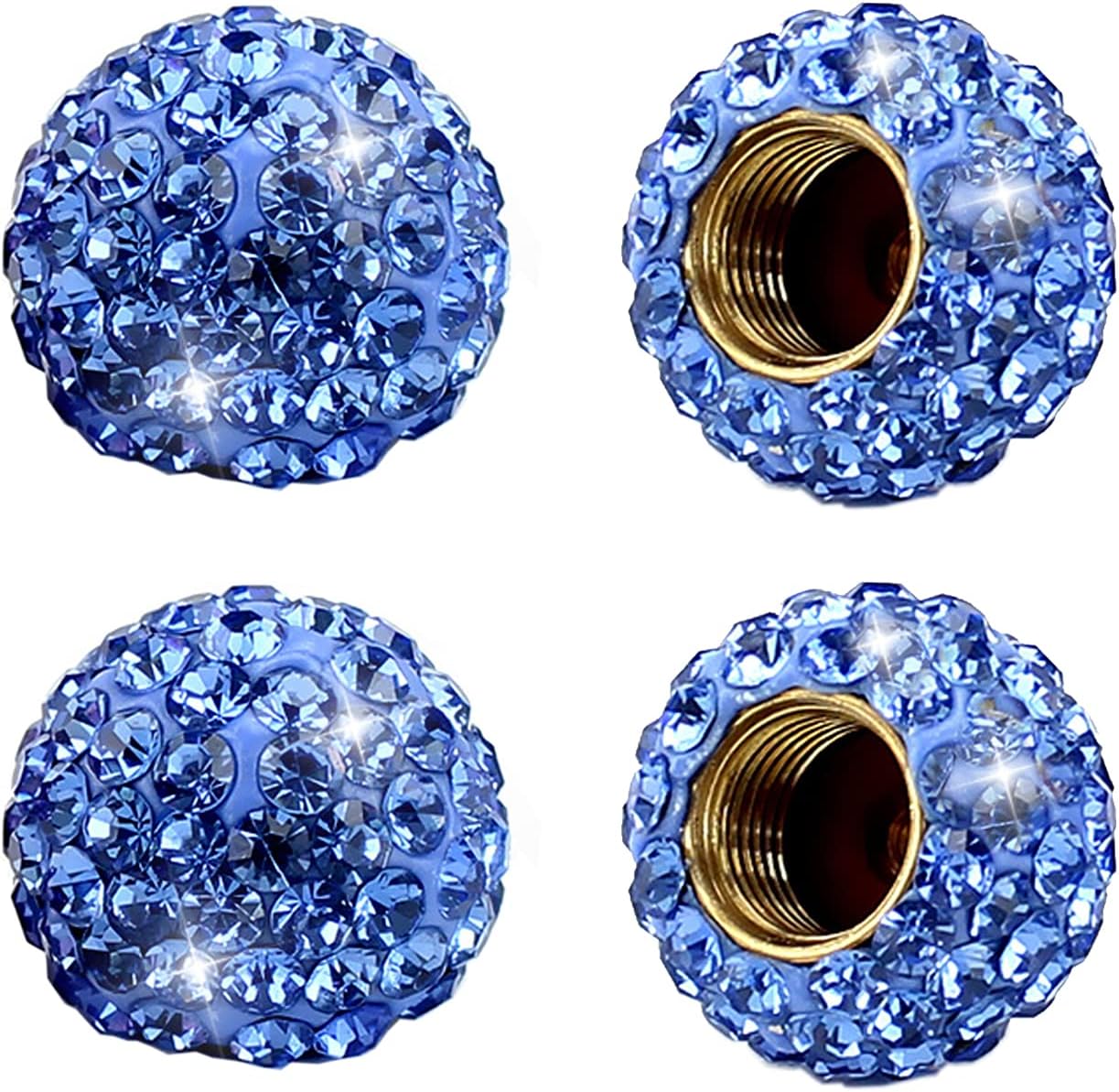 Válvula de neumático de rueda de automóvil, paquete de 4 tapas de aire hechas a mano con diamantes de imitación de cristal, accesorios para