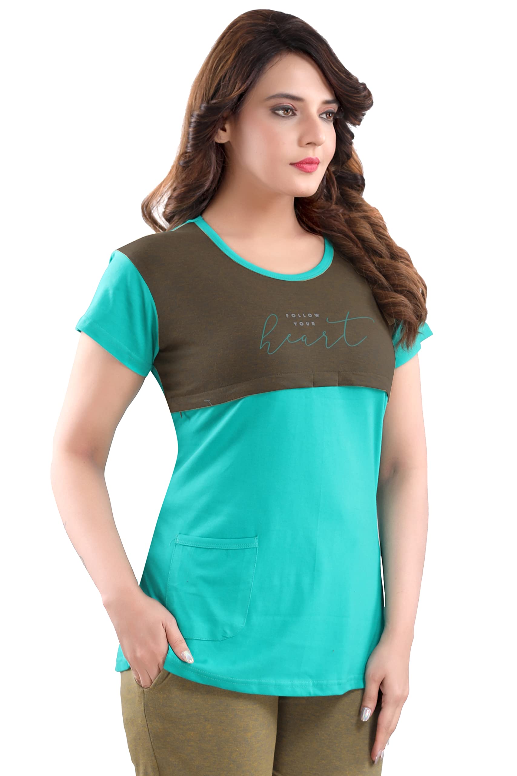 ATTEMPT Printed Women Nursing/Maternity/Feeding Top (XX-Large, Green) - Image 5 thumbnail