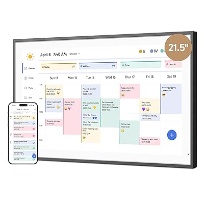Dragon Touch 21.5" Digital Calendar Chore Chart – 1080P Full HD Interactive Touchscreen, Smart Family Planner, Hearth Display Digital Calendar Wall & Desk Mountable for Seamless Scheduling Black