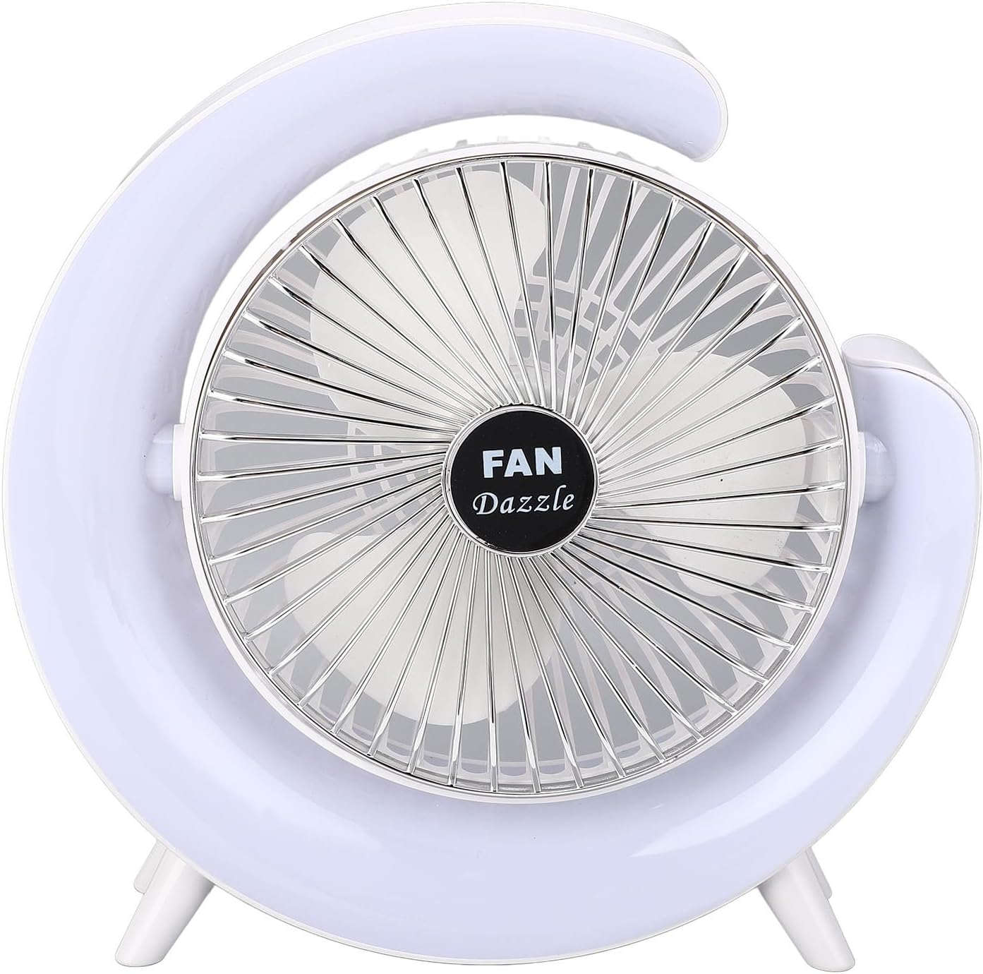 LIANGLIDE USB Rechargeable Compact Desk Fan with Colorful Lights, Running Quiet Powerful Wind Circulation for Office Home Bedroom, for Desktop, Car, Camping