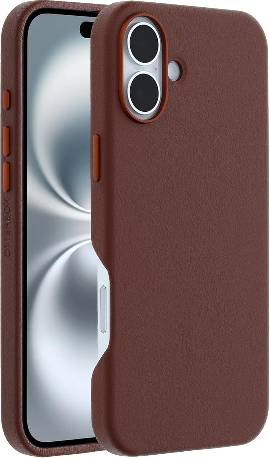 OtterBox Symmetry Series Cactus Leather Case for iPhone 16 Plus - Magsafe Compatible - Cleaning Cloth Included - Non Retail Packaging - Rich Adobe (Brown)