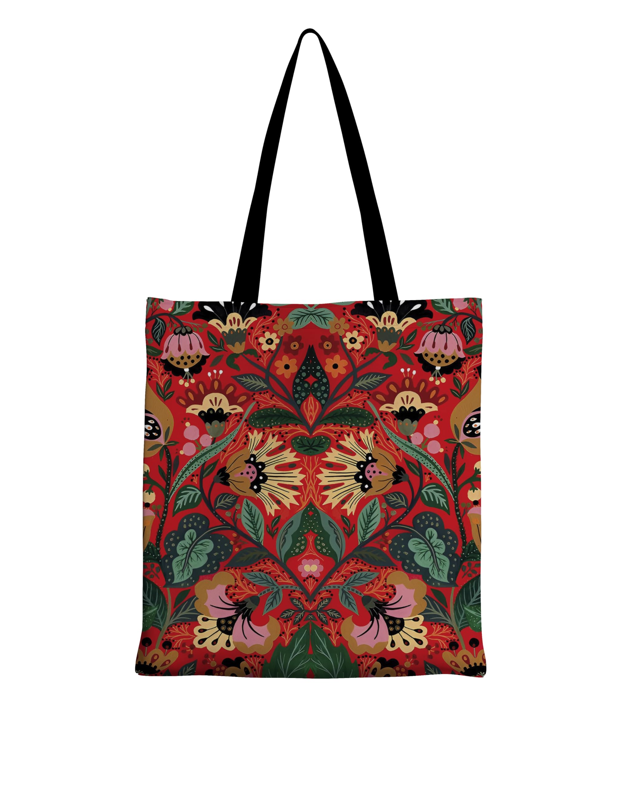 zori Black Handle Full Printed Designed Canvas Tote Bags For Women large capacity,Tote bag For Shopping, College, Travel, More Canvas Handbag For Unisex Bag-picture-59