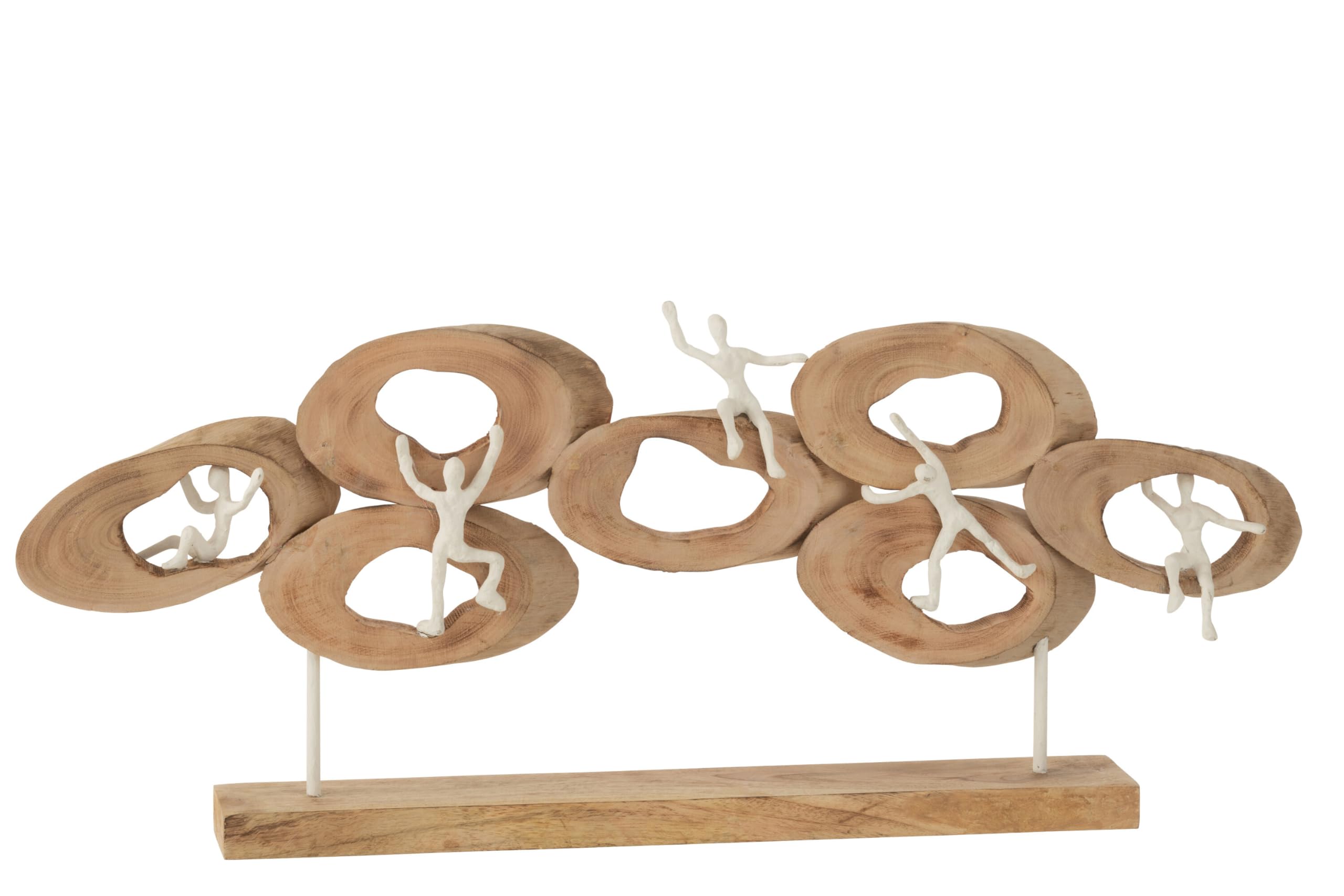 MF Lebenskreis Skulptur aus Mangoholz, Moderne Dekofigur in Natur, 73 x 31 x 8 cm, Abstrakte Figuren auf Holzsockel, Wohnzimmer Deko