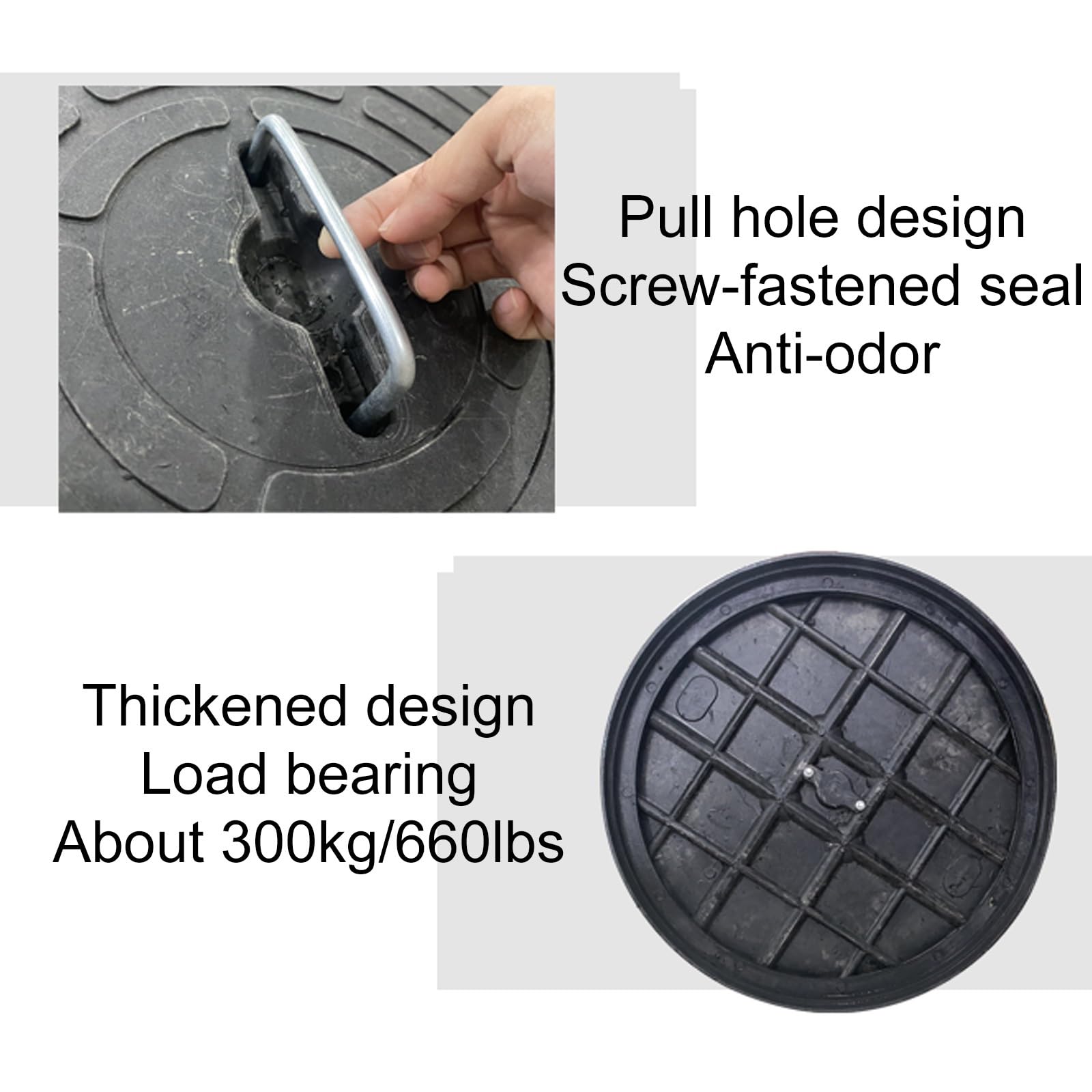 Sumidero Rejilla Desague Terraza y Marco, Tapa de Tanque Séptico con Asa, Instalación con Hebilla Interior, Ideal para Patios(20x7cm/8x3in)