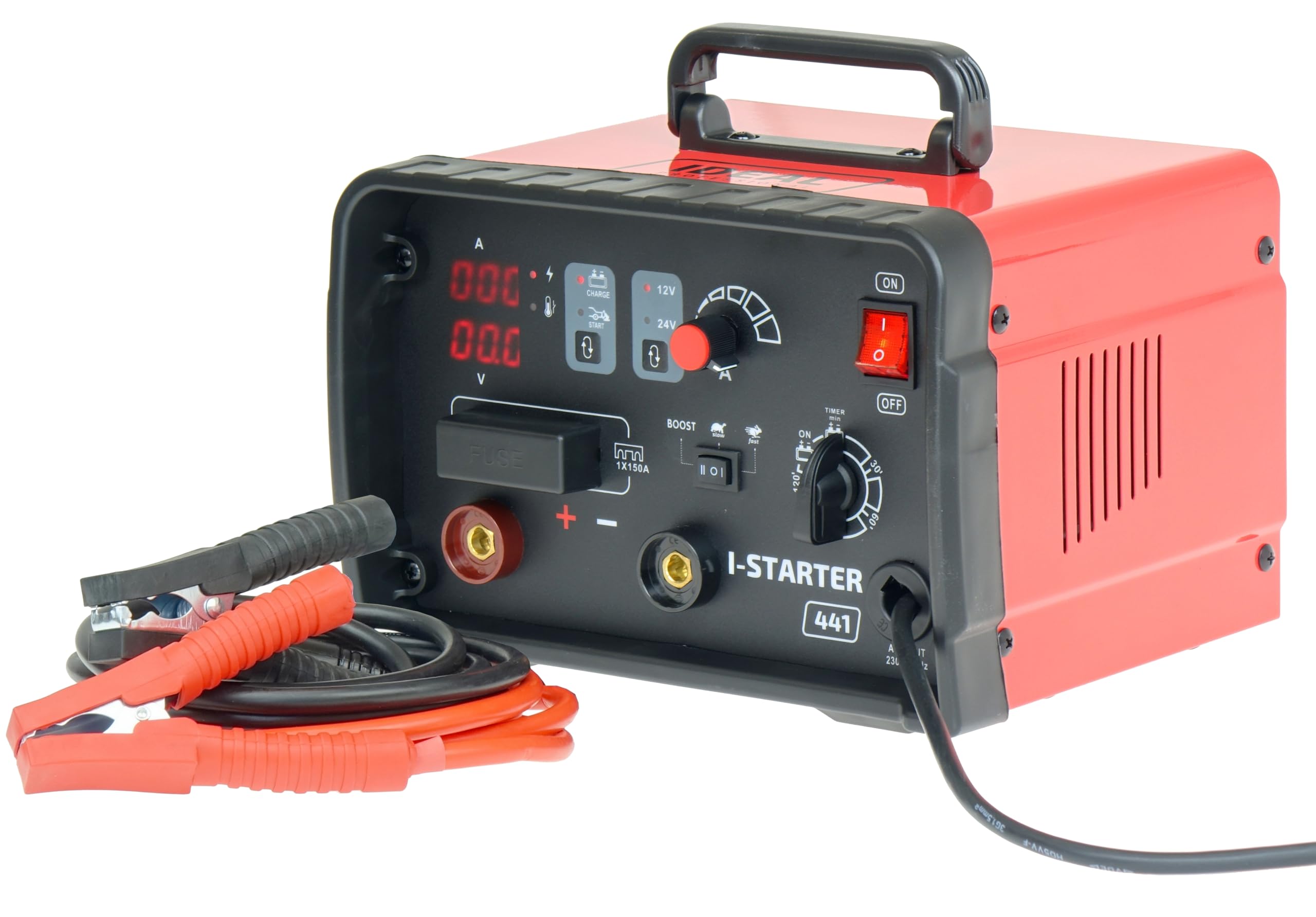 Ideal I-Starter 841 Cargador de batería con arrancador 12/24 V 80 A – Cargador profesional para AGM, gel y baterías húmedas con pantalla digital Bestschweissen.de