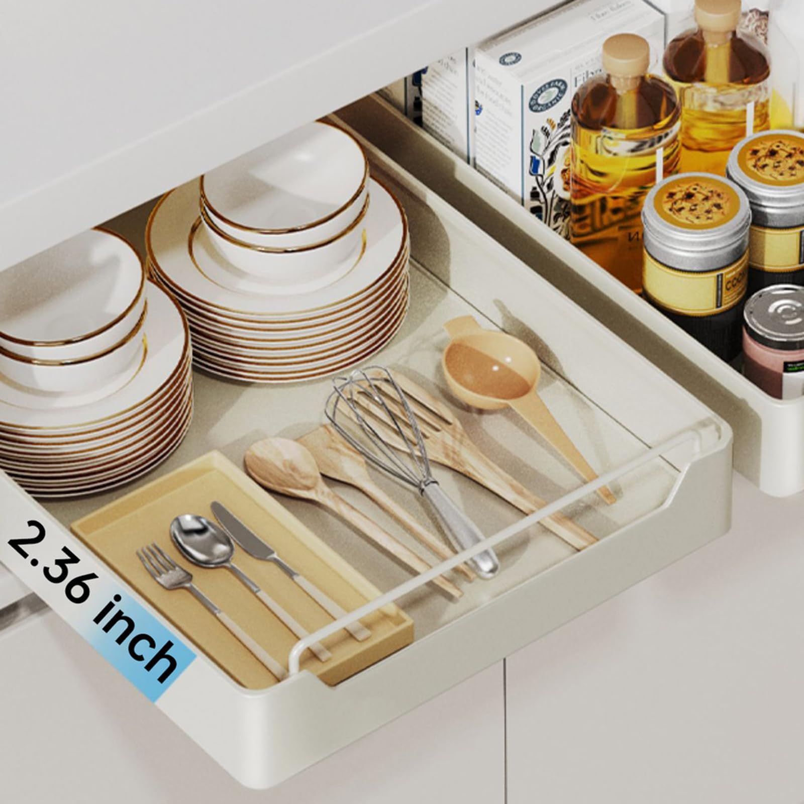 Zstar Ausziehbares Küchenschrank-Regal 2-teilig – Ohne Bohren, leise & stabil, aus pulverbeschichtetem, rostfreiem Stahl – Schubladeneinsatz für Backbleche, 40 cm breit, Schwarz – 2-teiliges Set