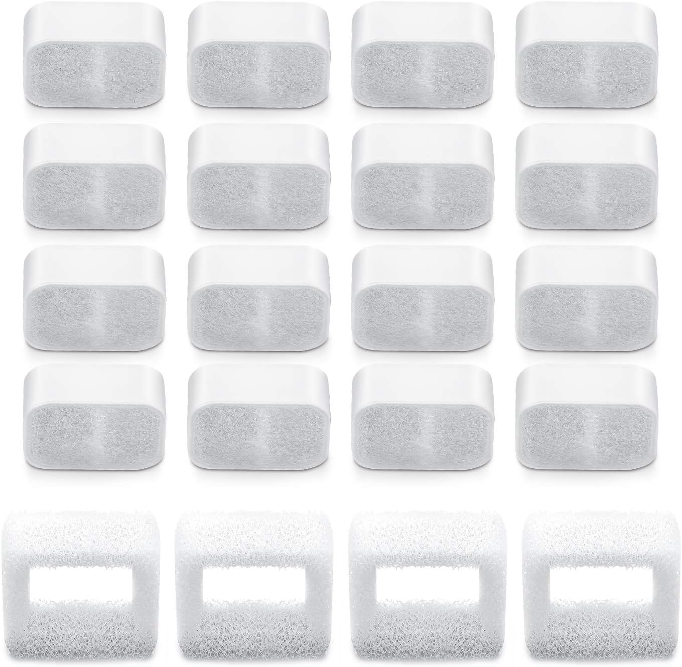 Cepheus 16 Pack Cat Water Fountain Replacement Filters, Pet Fountain Carbon Filter with 4 Pack Foam Filters for Ceramic Pet Fountain, Cat and Dogs Water Fountain
