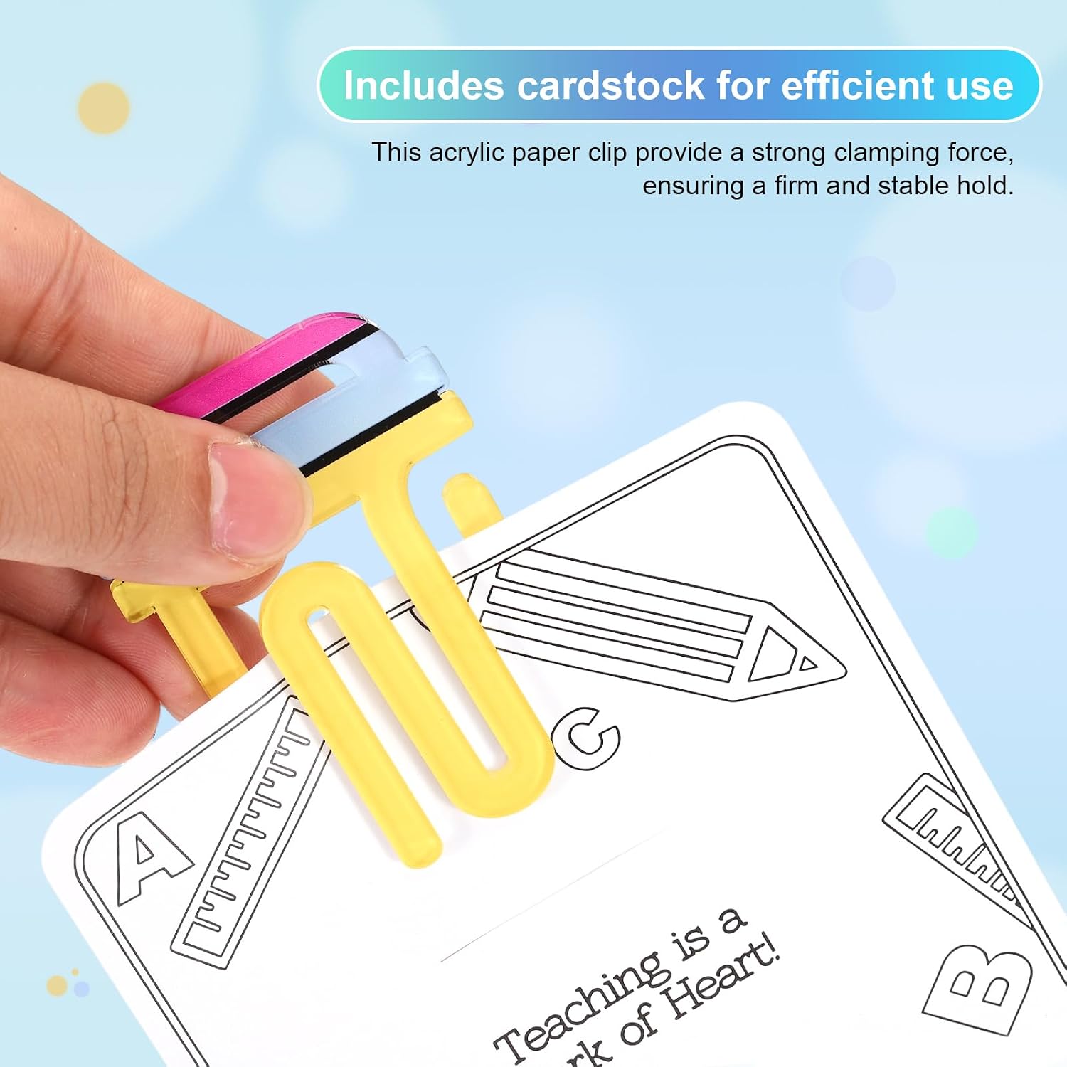 PATIKIL 10Pack Acrylic Paper Clip 1.97x3.94 Paper Clip Bookmarks Yellow image 4