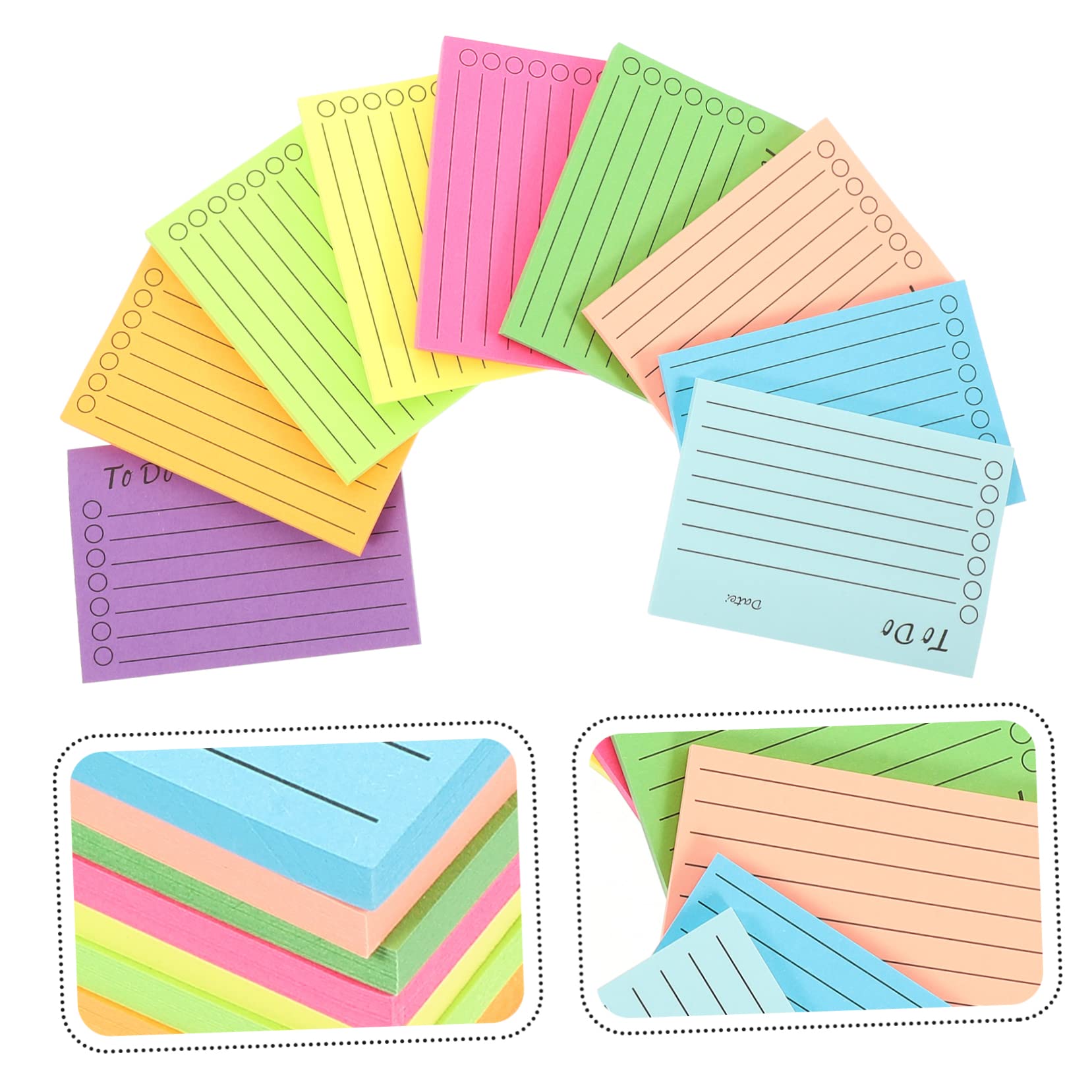 SEWACC 3 Sätze Teiliges Fluoreszierendes Memo Pad Set Selbstklebende Haftnotizen Für Büro Schule Und Zuhause Wiederverwendbare Notizzettel Verschiedenen Farben Leicht 9 Stücke * 3