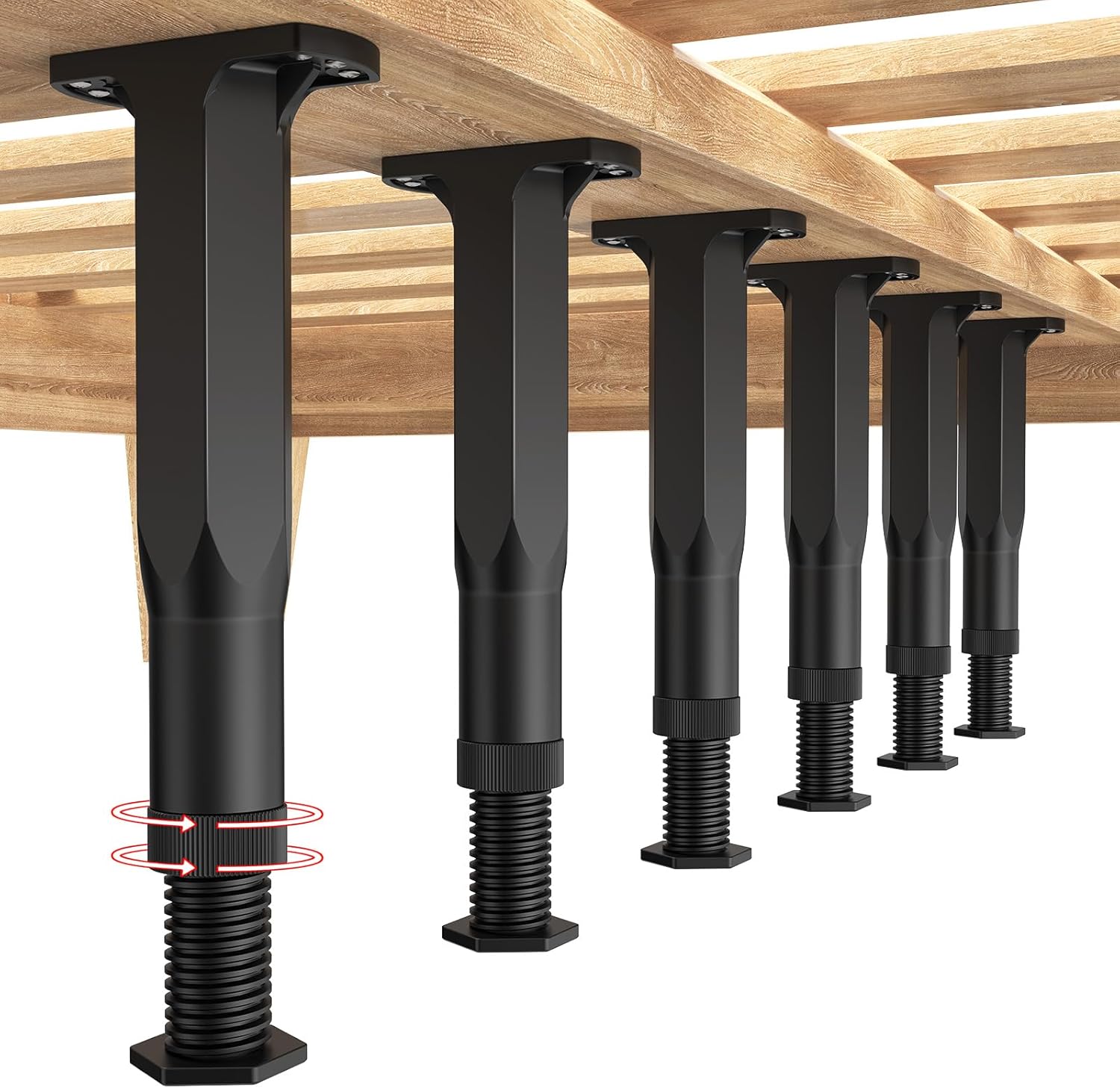 Adjustable Height Bed Support Legs,8.3-14 Inch,Plastic Bed Frame Center Support Leg,Adjustable Furniture Legs for Bed Frame/Bed Center Slat/Furniture,Furniture Feet Replacement (6 pcs)