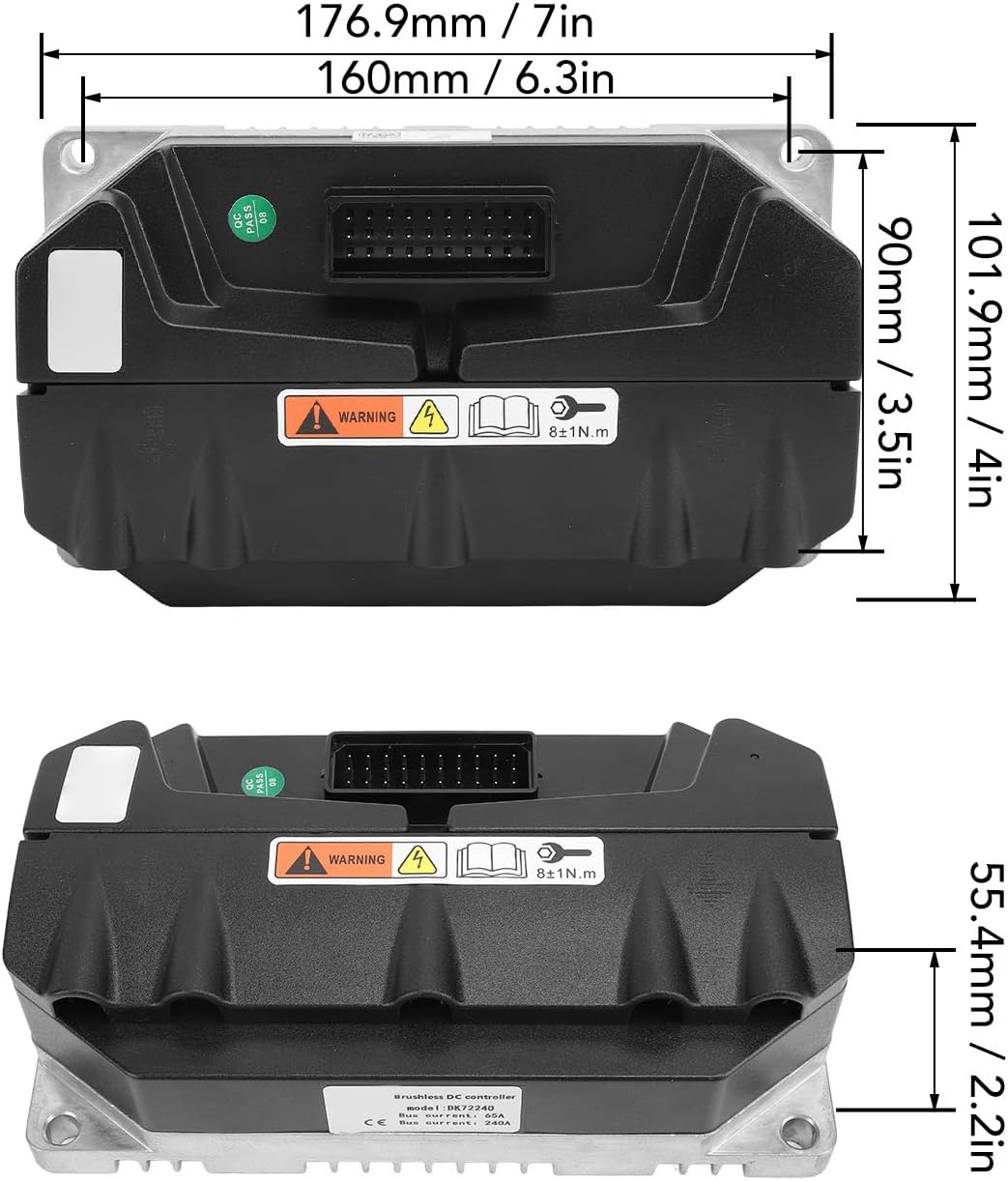 Diagram showing the dimensions of the aqxreight DK72240 controller