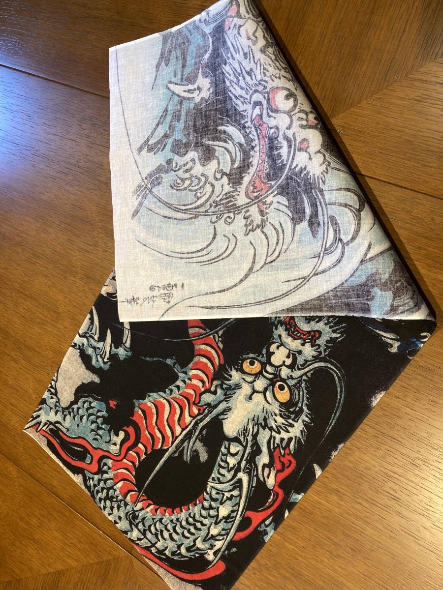 Amazon｜古今東西 浮世絵 手ぬぐい 龍 その3 歌川国芳｜手ぬぐい