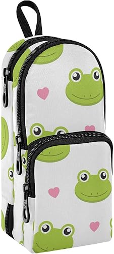 Estuche para lápices de ranas con corazones, bolsa de gran capacidad para lápices para niñas y niños, con cremallera, caja de lápices para