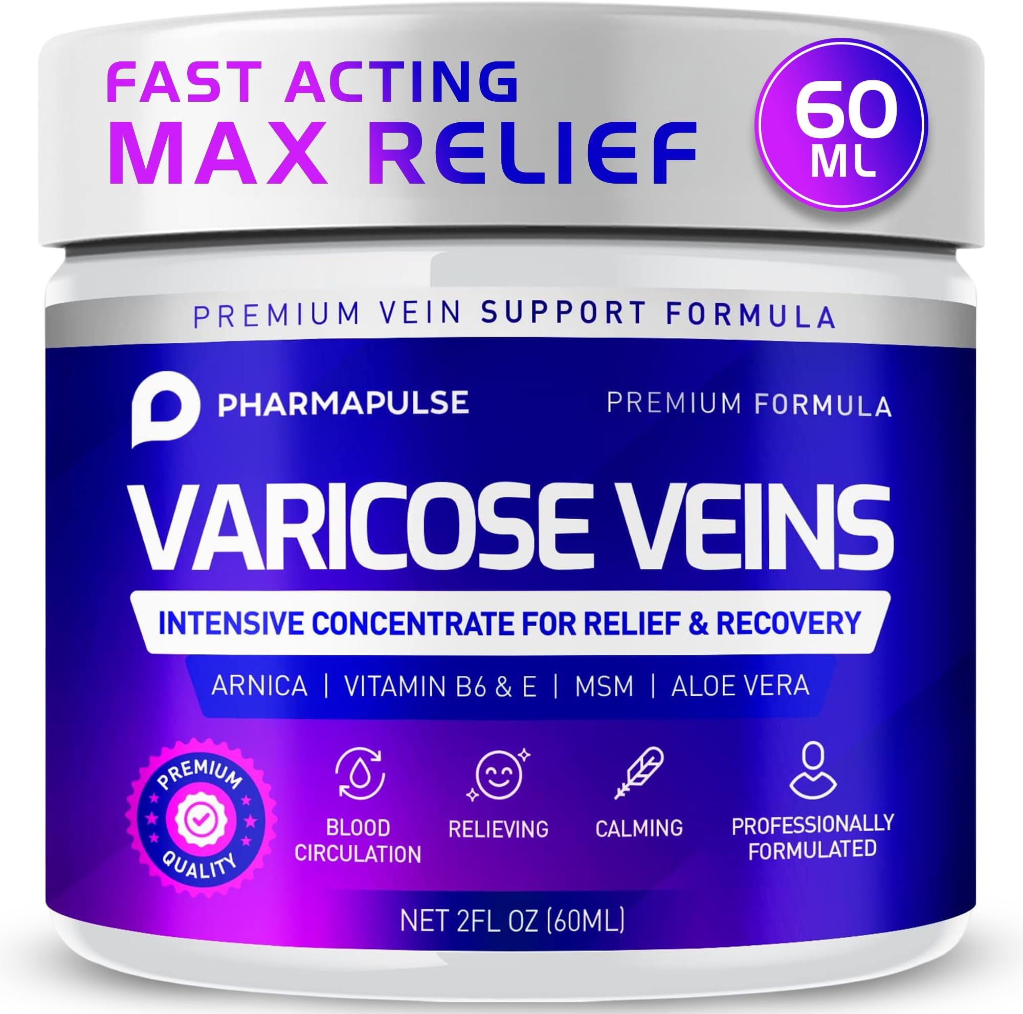 Varicose Veins Soothing Cream, Strengthen Capillary Health, Tired and Heavy Legs Fast Relief (60ml)