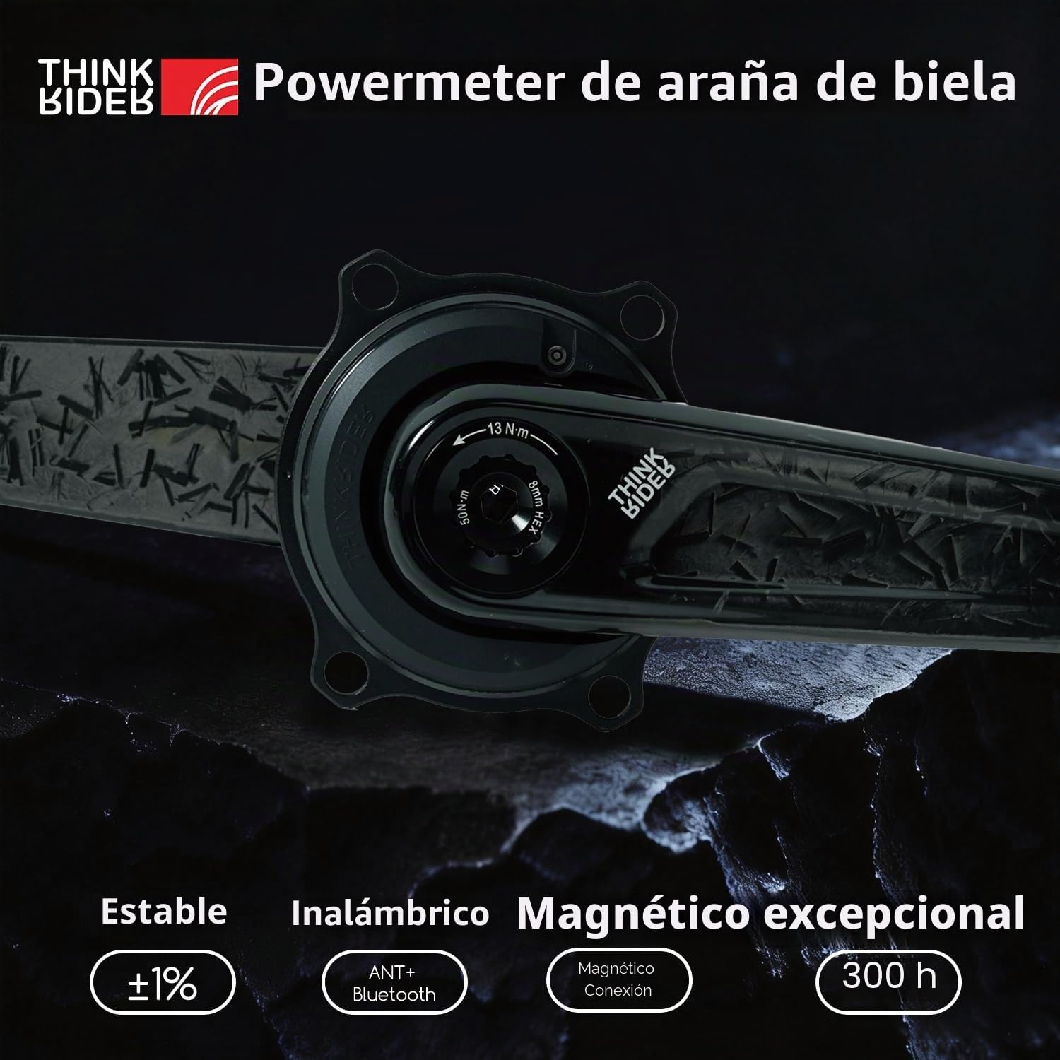 ThinkRider PP5 spider power meter showing magnetic charging connection.