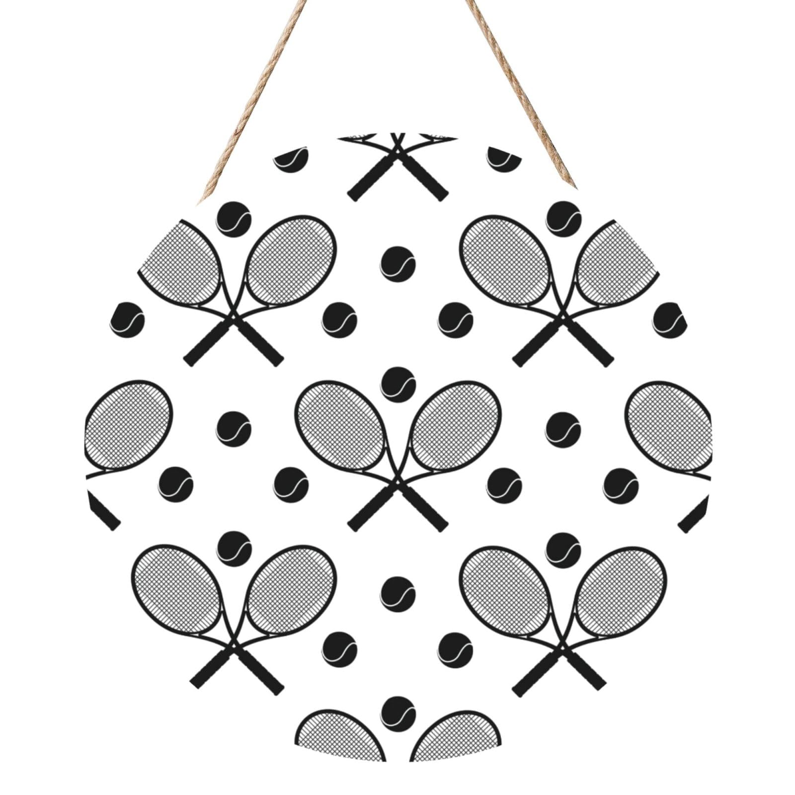 InOmak Tennis Racket, Round Wood Panel Painting 12 in, Wall Hanging Painting For Home