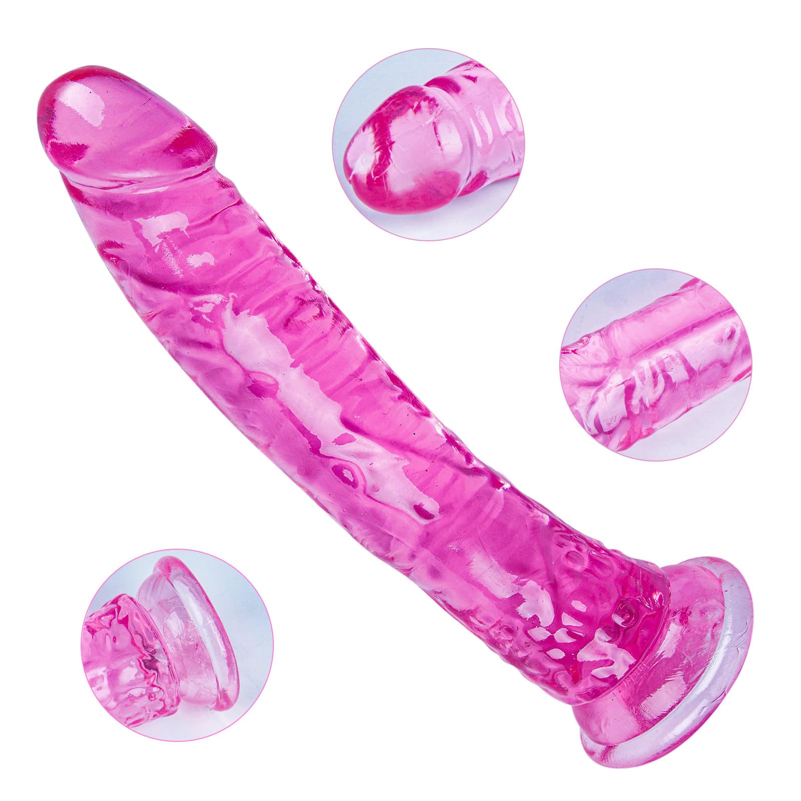 Clear Suction Realistic Dildo Set - 3 Sizes(small6.4'',big7.4'', huge9.6'') for Anal and Vaginal Pleasure - Perfect for Beginners to Advanced Users Lifelike Penis: Pink