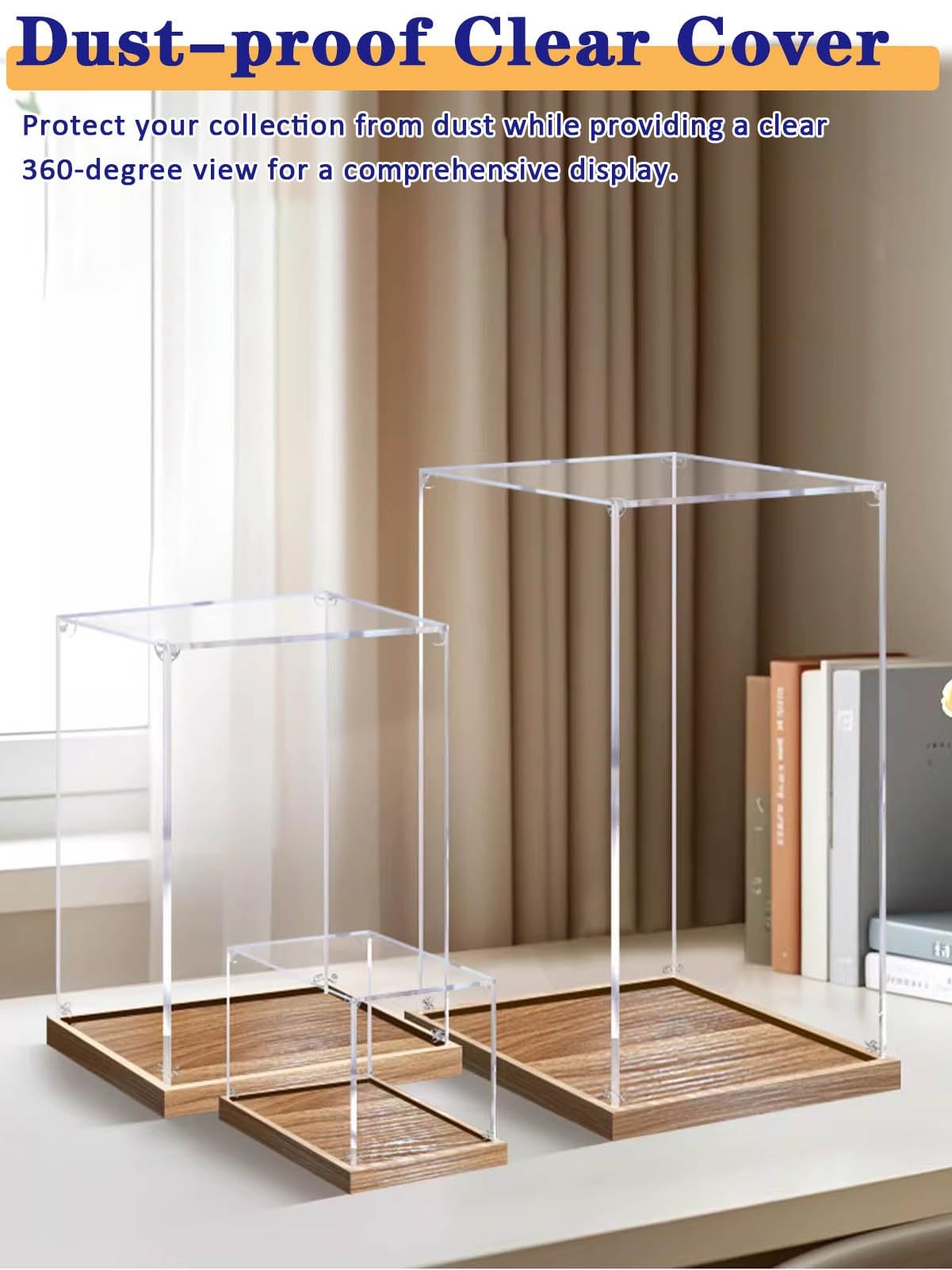 Vetrinetta Espositiva Vetrina Espositiva Extra Alta In Acrilico con Base In Legno, Ampia Scatola Protettiva Antipolvere per Modellini/figurine, Cubo Organizer Trasparente(40x25x60cm(16"x10"x24"))