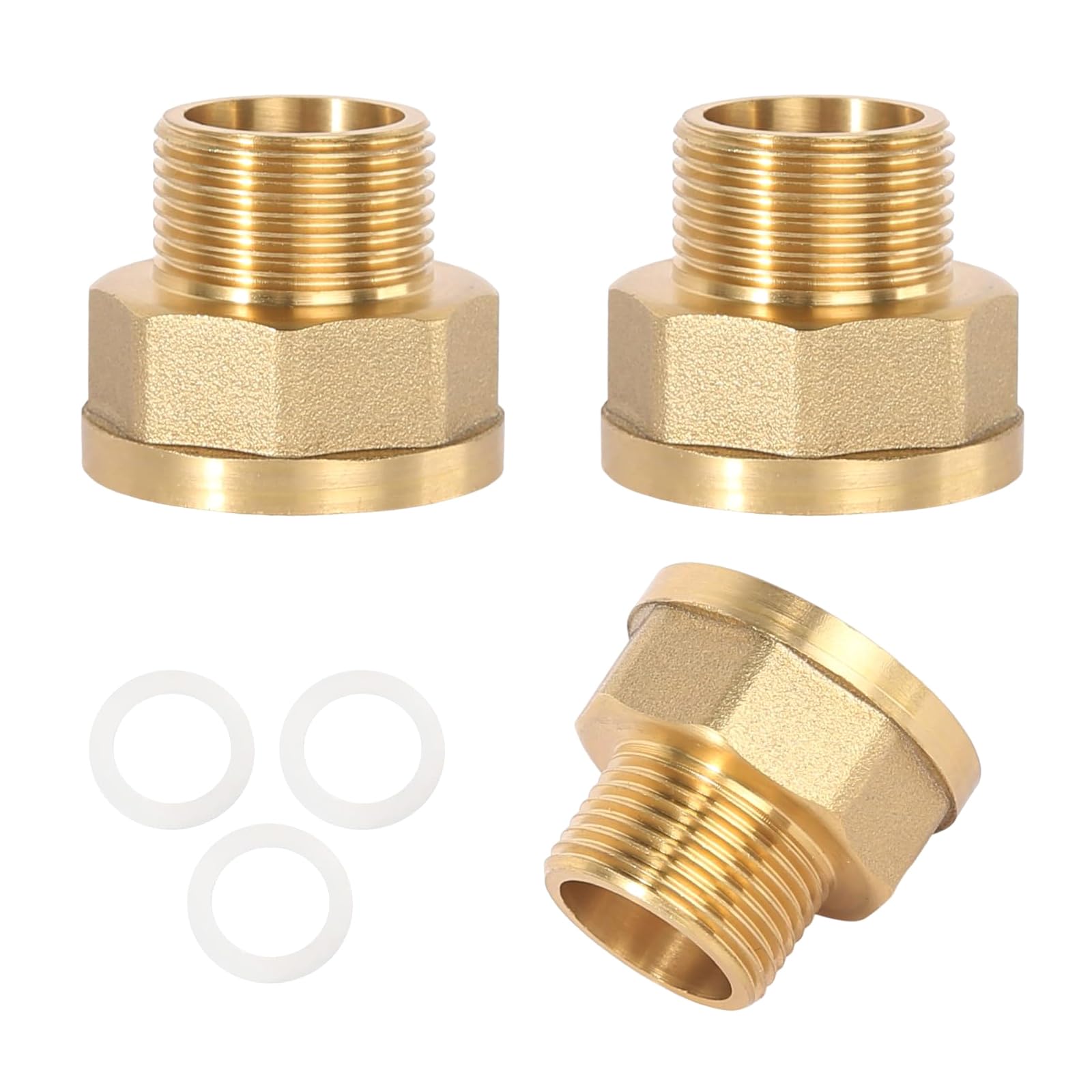 Brass Pipe Reducers Fittings with Gaskets Garden Coupler Fittings Hexagonal Bushing Reducer Connector for Home Industrial Applications Brass Pipe
