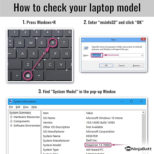 Miniatura 6 de NinjaBatt Reemplazo de batería F62G0 para Dell Inspiron 13 7000 2, P83G P83G001 P91G001 P91G P87G 39DY5 039DY5 13 5370 7370 7373 7380 7386 13MF