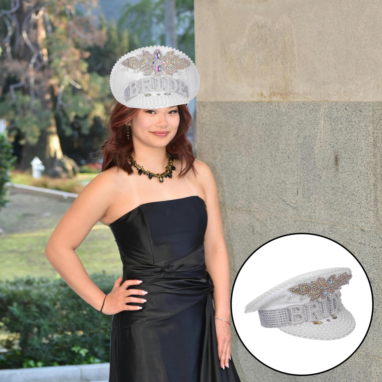 Cappello da Capitano da Donna Strass Glitterati, Copricapo da Sposa Scintillante per Addio al Nubilato e Feste a Tema Yacht, Accessorio Elegante per Matrimoni e Celebrazioni
