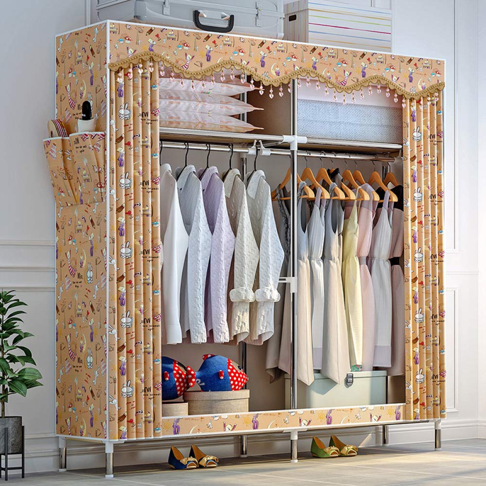 Garde-robe double 110x45x175cm armoire de rangement acier 25mm avec rail de suspension