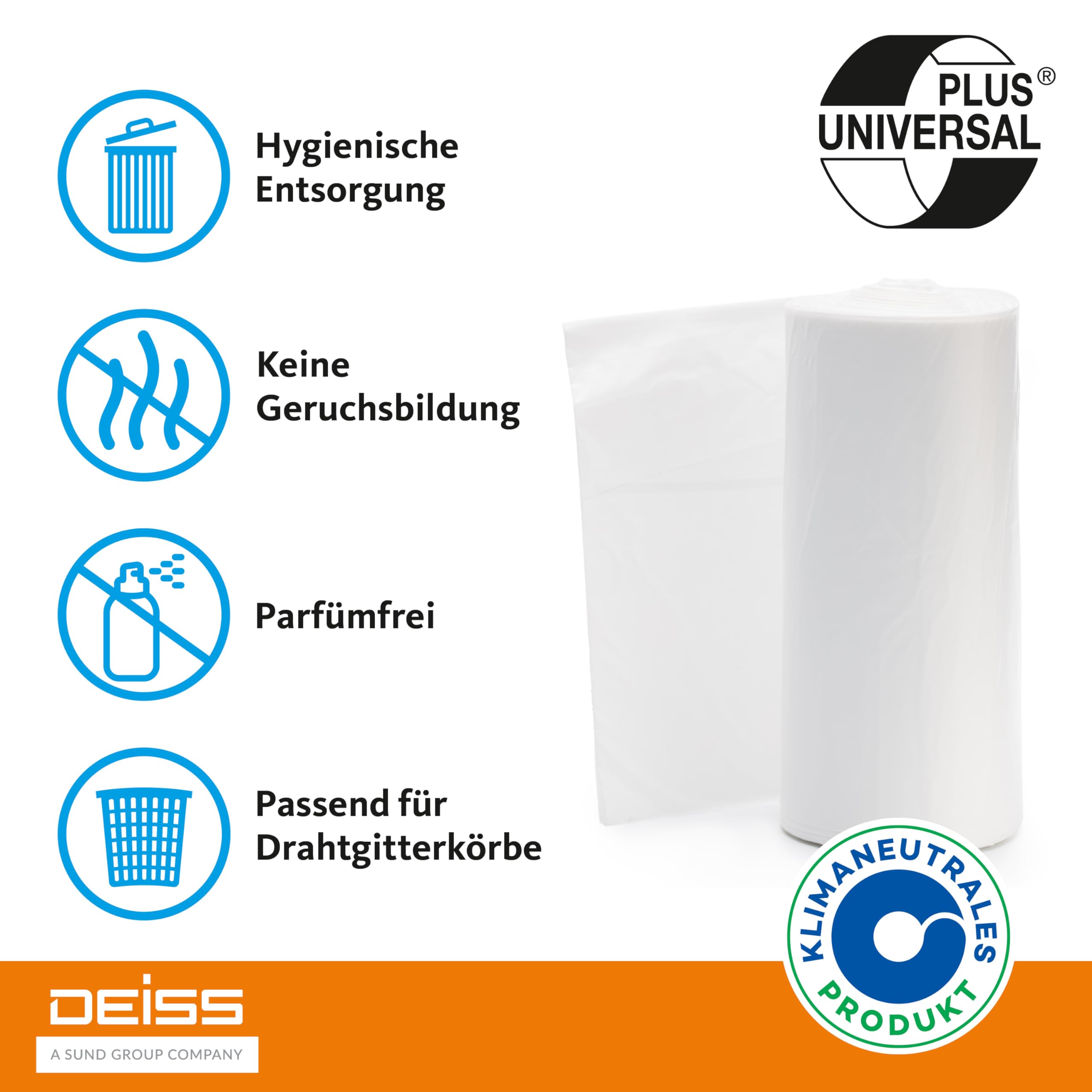 DEISS Uniwersalne worki na śmieci DEISS UNIVERSAL PLUS 80 l, opakowanie 40 sztuk