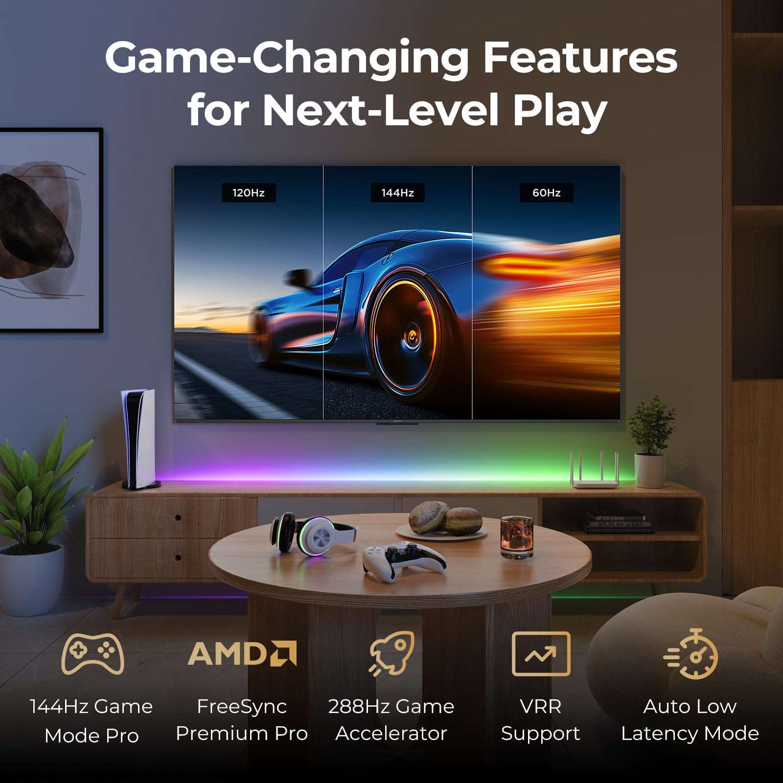 iFFALCON 75-Inch Class U85 Series QD-Mini LED 4K UHD Google Smart TV - QLED, HDR 1000 nits, 7000:1 Contrast, 144Hz Game Mode Pro, 288Hz DLG, Dolby Vision IQ, Dolby Atmos, Slim Unibody (75U85, 2025)