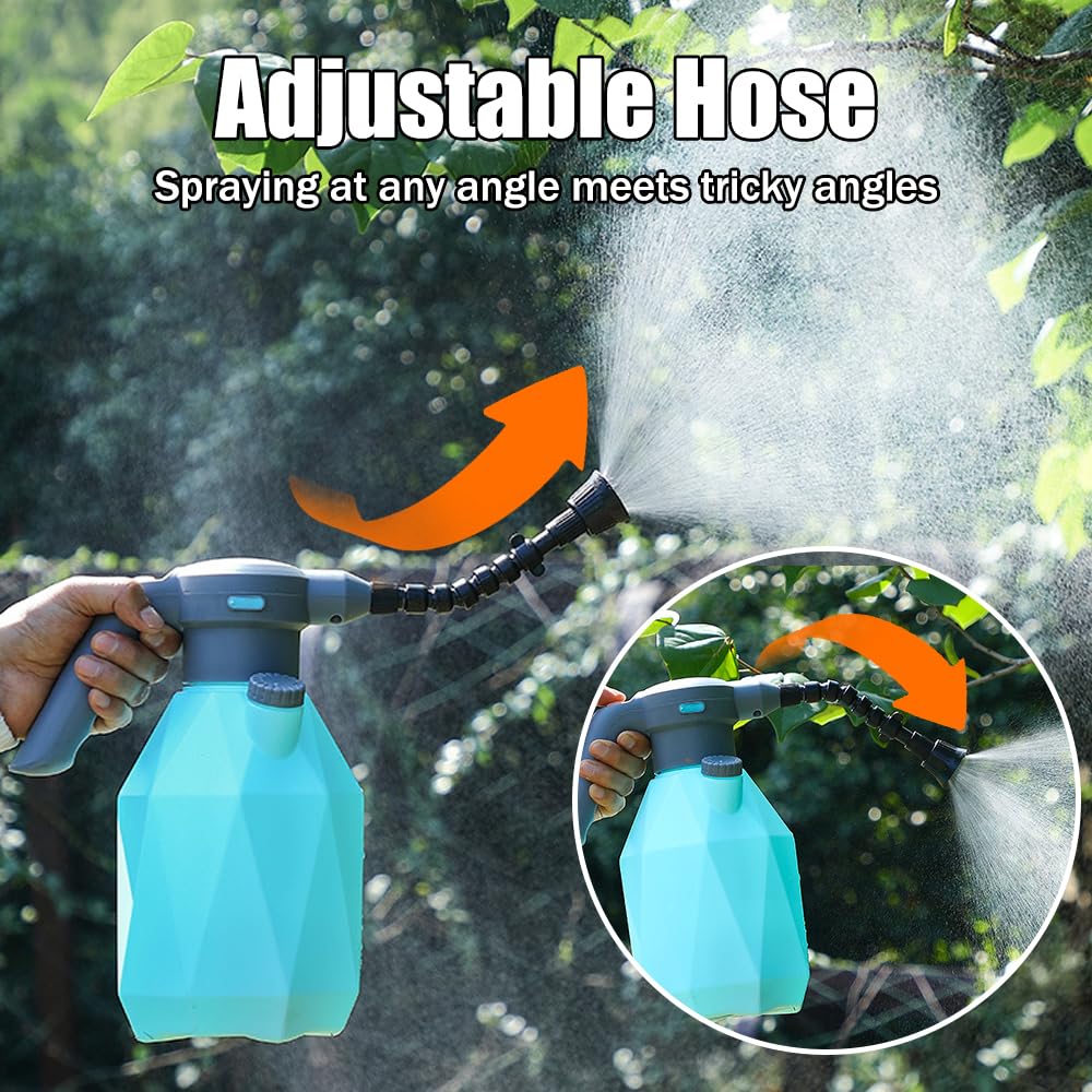 OBEST Pulverizador de presión recargable, pulverizador de plantas eléctrico, pulverizador de jardín portátil con boquilla ajustable, para cuidado de plantas, limpieza del coche y trabajos de