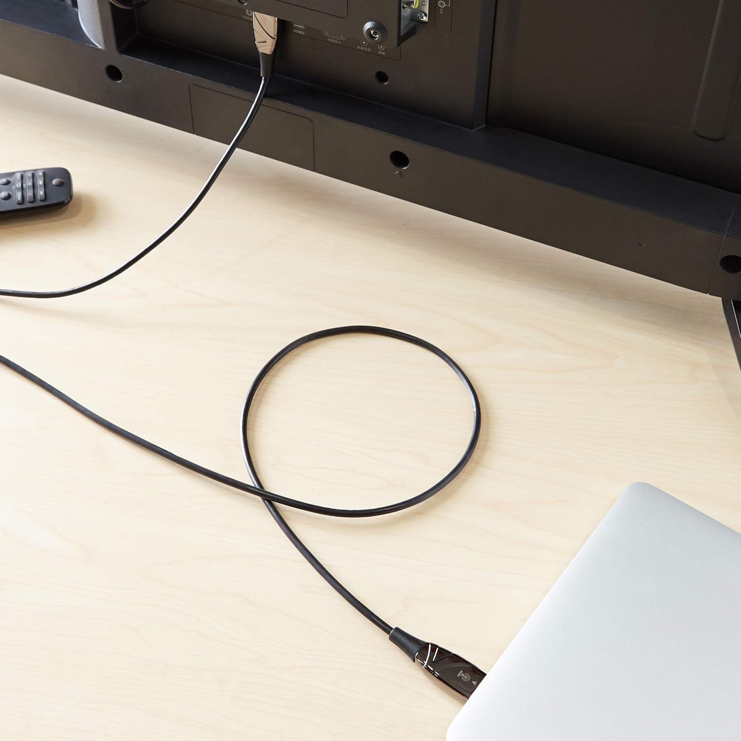 Amazon Basics HDMI Fiber Optic Cable, 18Gbps High-Speed, 4K@60Hz, 2160p, 48-Bit Color, Ethernet Ready, 50 feet, Black