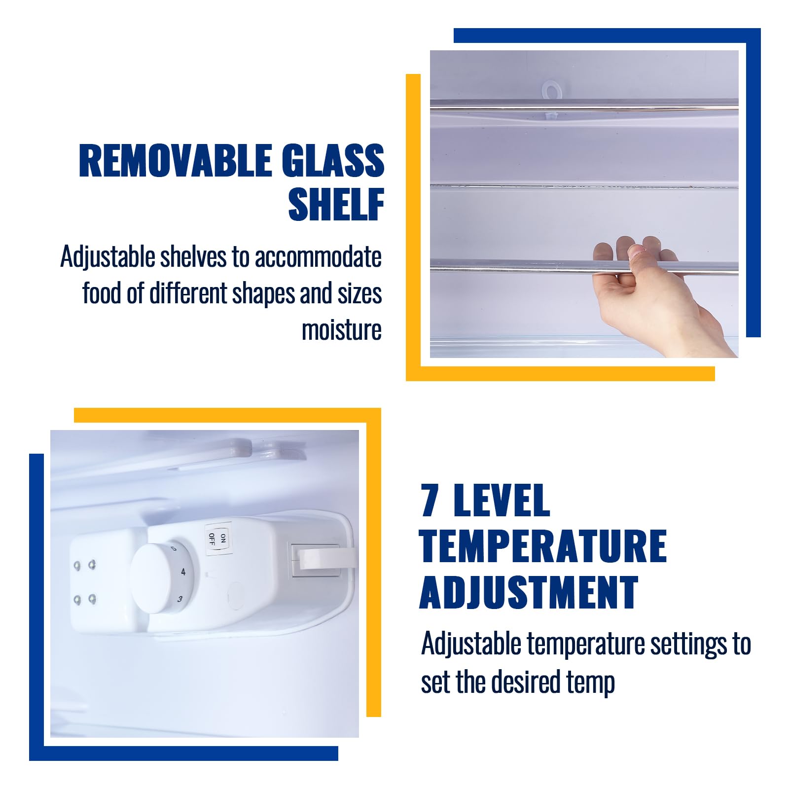 WANAI 3.5 Cu.Ft Mini Fridge With Freezer Compact Refrigerator With Freezer,7 Level Adjustable Thermostat Removable Shelves Small Refrigerator For Office Dorm Apartment Blue on Fridge.com - View 5