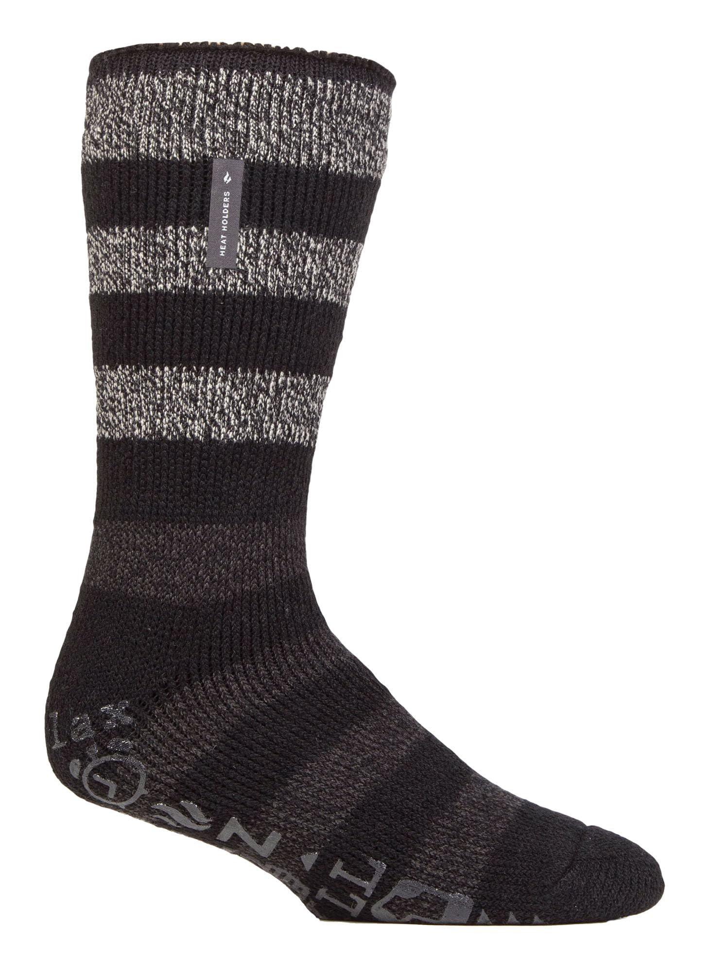 HEAT HOLDERS - Mens Turnover Warm Thermal Fleece Lined Bed Socks with Non Slip Rubber Grips