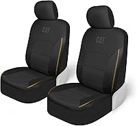 Vista 1 de Cat FlexHybrid - Fundas de asiento de automóvil, de piel sintética negra de alta calidad + fundas de asiento de malla para autos, camiones, SUV
