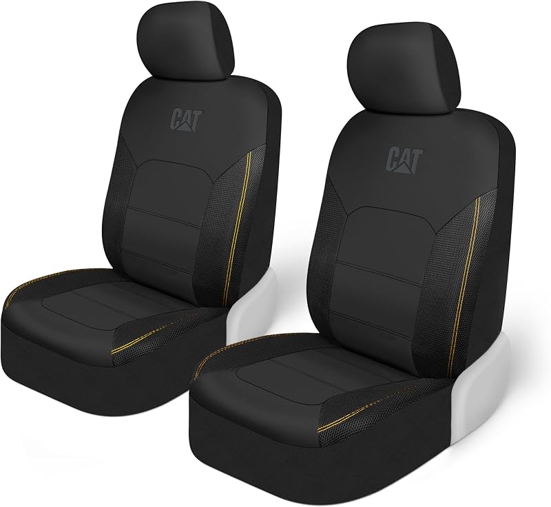FlexHybrid Car Seat Covers, Black Premium Faux Leather + Mesh Seat Covers for Cars Trucks SUV, Universal Fit Car Seat Covers Front Seats Only, Automotive Interior Covers, Ideal Truck Seat Covers