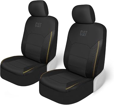 Cat FlexHybrid Car Seat Covers, Black Premium Faux Leather + Mesh Seat Covers for Cars Trucks SUV, Universal Fit Car Seat Covers Front Seats Only, Automotive Interior Covers, Ideal Truck Seat Covers