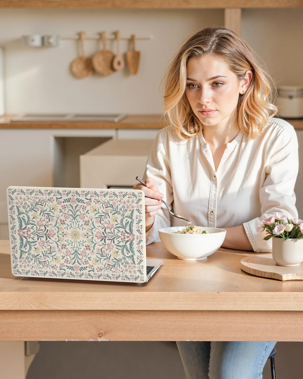 iCasso Compatible with MacBook Air 13 inch Case 2020-2018 Release A2337 M1 A2179 A1932, Slim Anti-Scratch Protective Plastic Hard Shell Case+Keyboard Cover for Mac Air 13.3-Pink Floral - Image 9