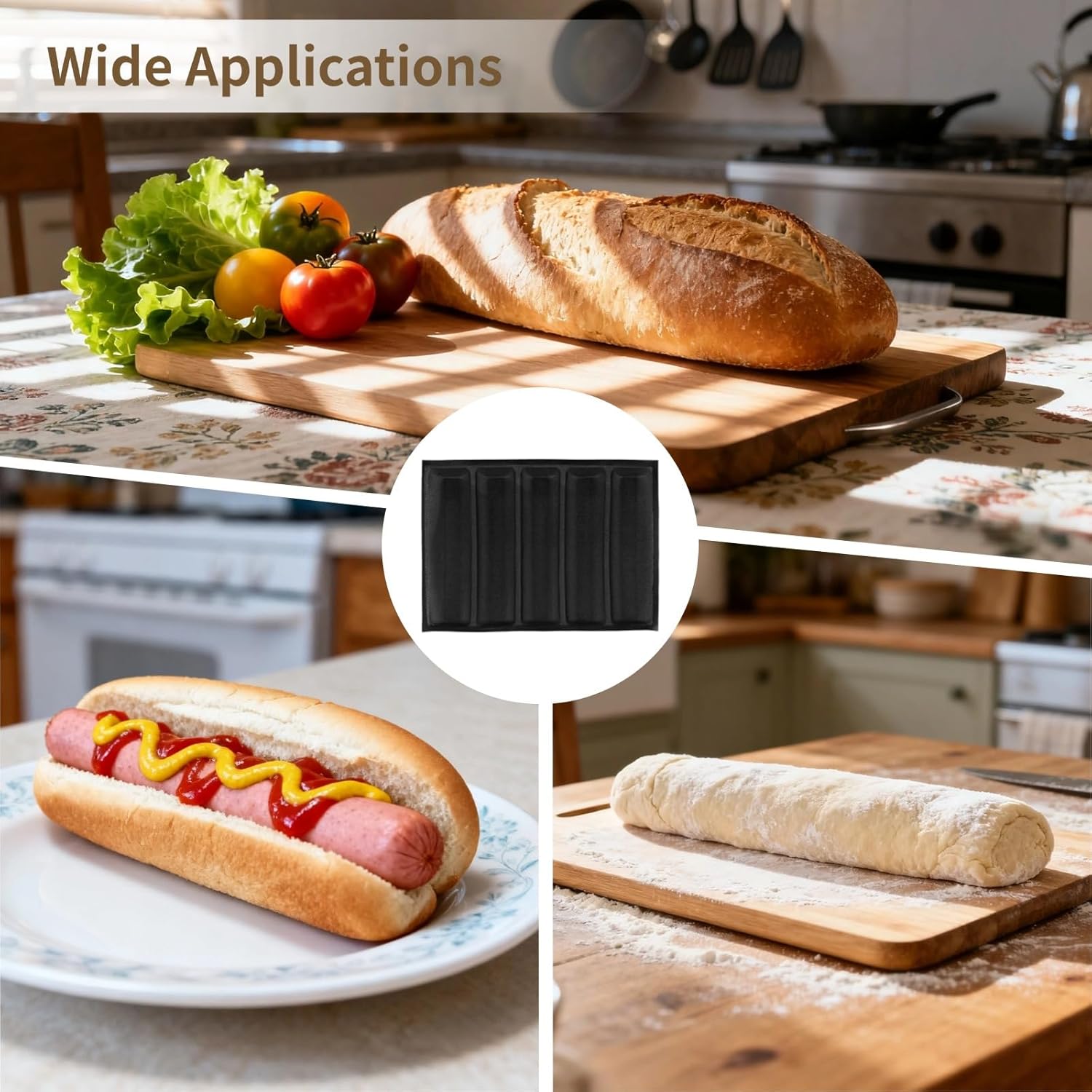 Double French Bread Forms with Clip, Brush & Spatula for Baking